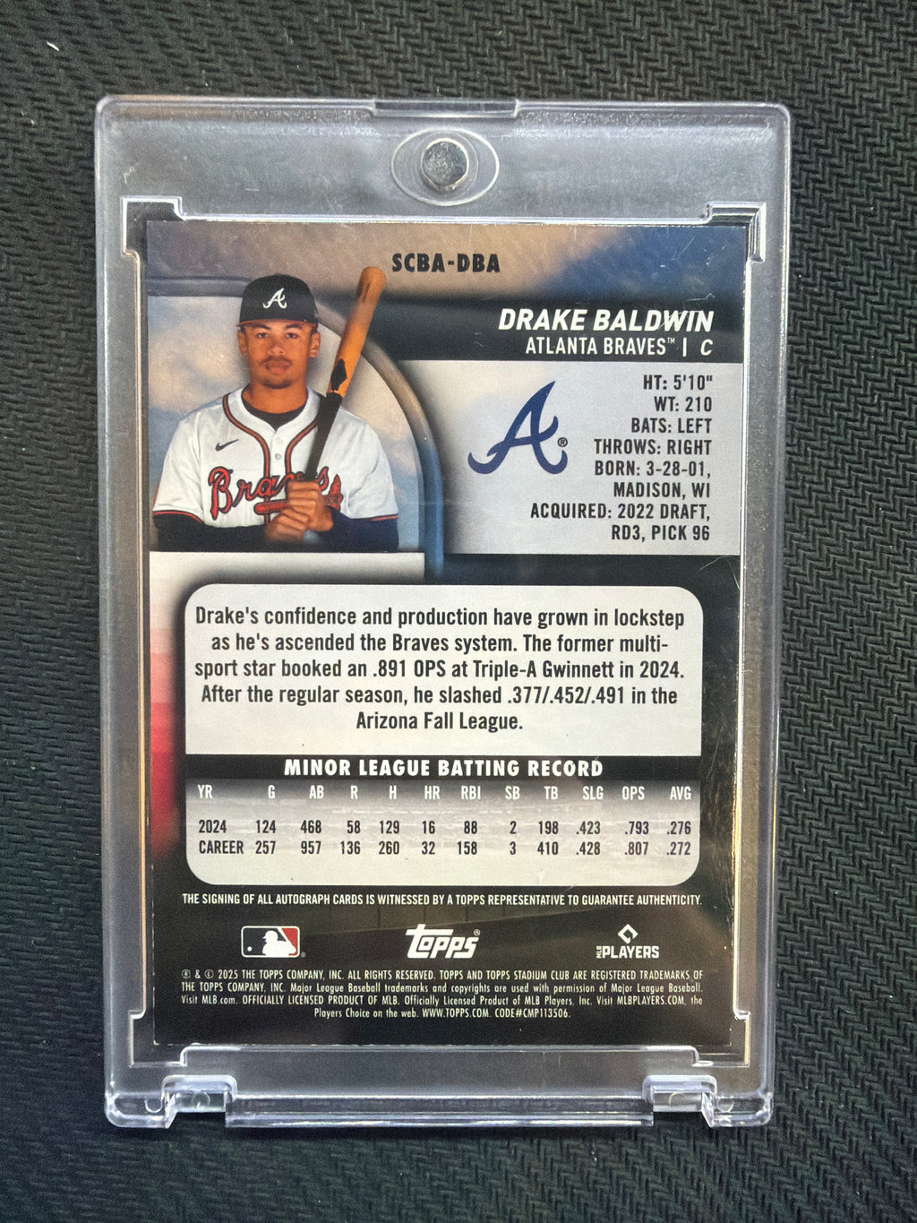 2025 Stadium Club Drake Baldwin Rookie Auto Braves