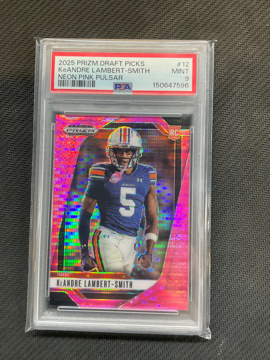 2025 Prizm Draft Picks KeAndre Lambert-Smith Neon Pink Pulsar /15 PSA 9 Auburn