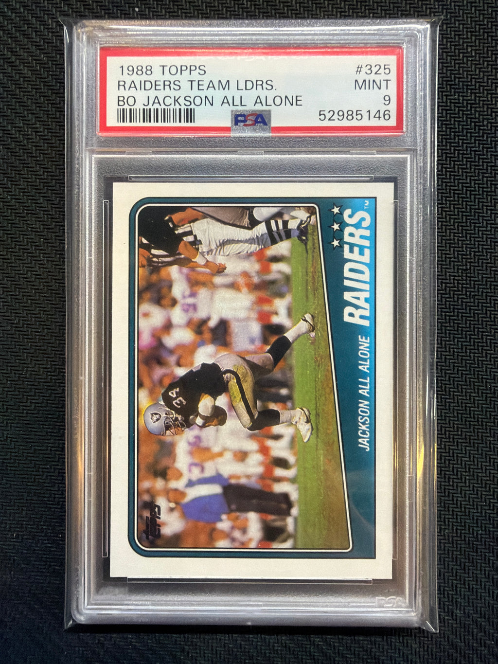 1988 Topps Raiders Team Bo Jackson All Alone #325 PSA 9 146