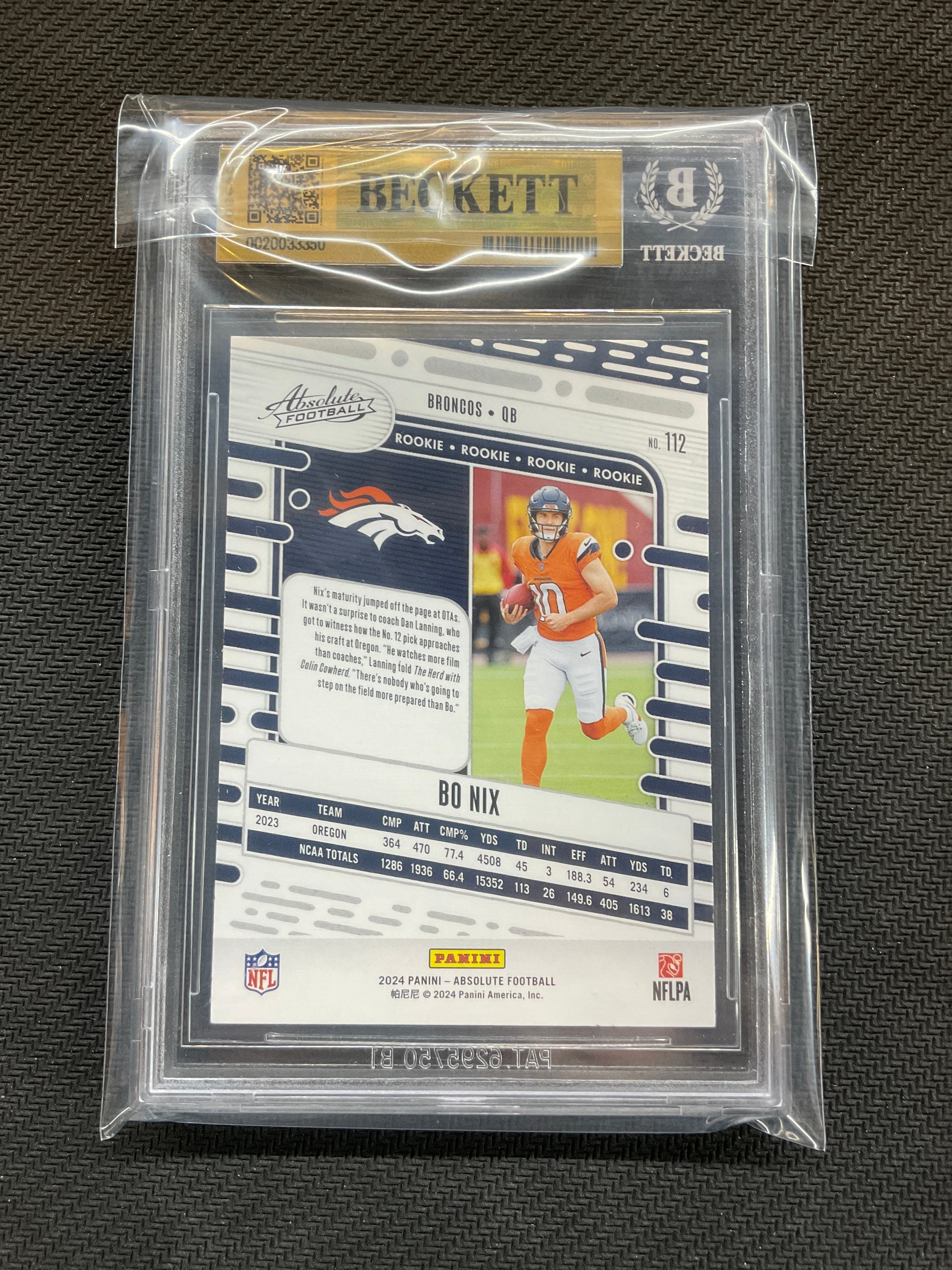 2024 Absolute Bo Nix Rookie Retail Rookie BGS 9.5 Broncos