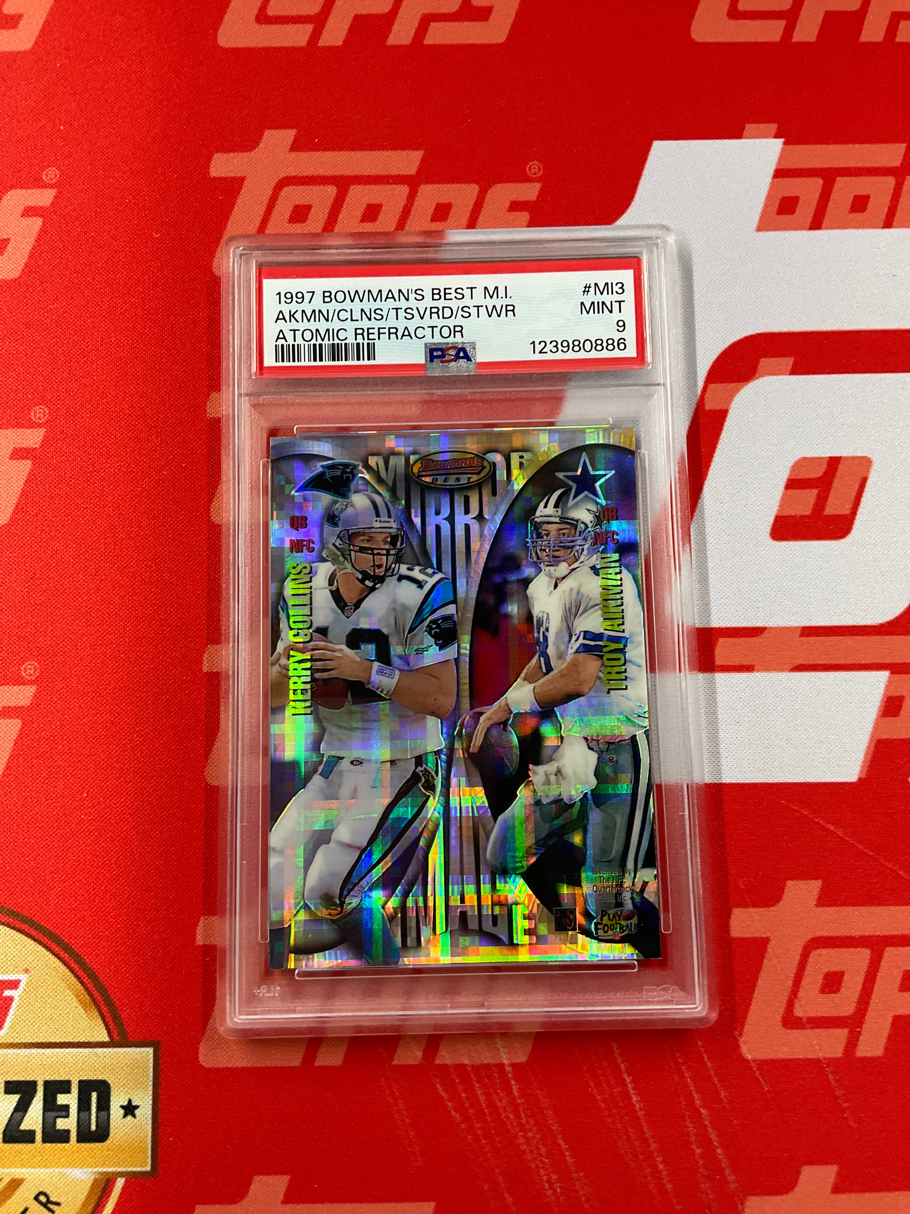 1997 Bowman's Best Aikman Collins Stewart Testaverde Atomic PSA 9