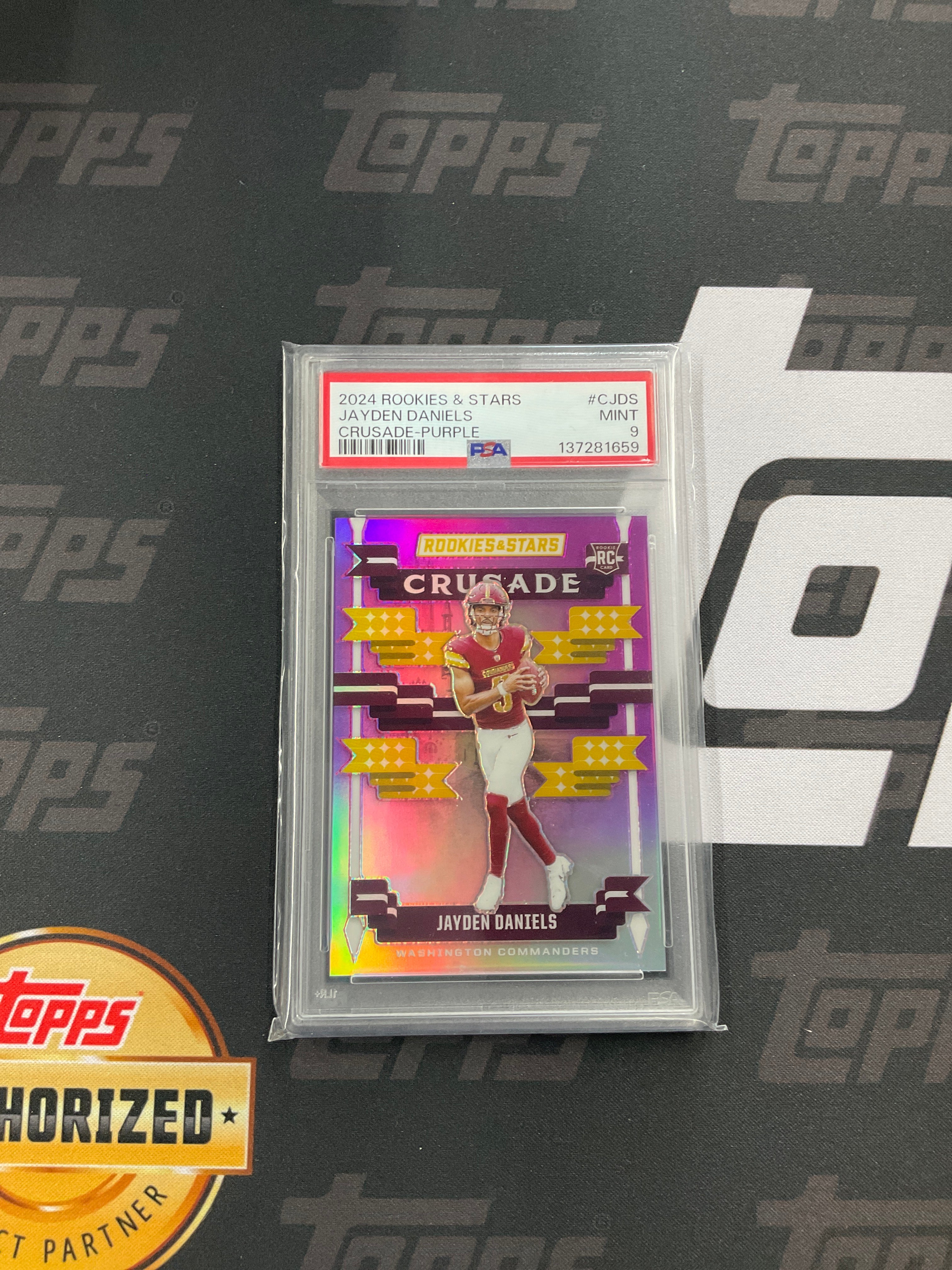 2024 Rookies & Stars Jayden Daniels Crusade Purple /35 PSA 9
