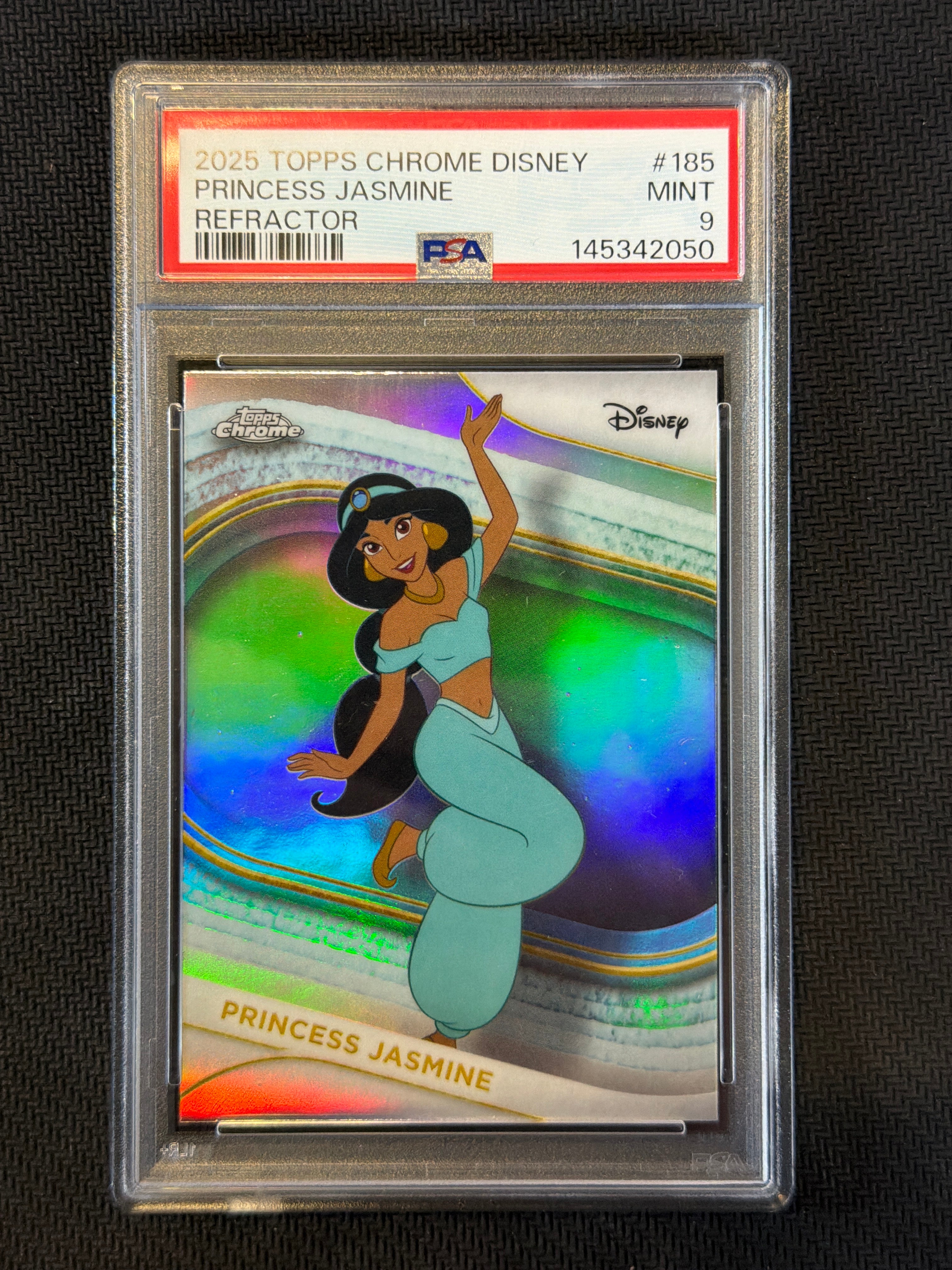 2025 Topps Chrome Disney Princess Jasmine Refractor PSA 9