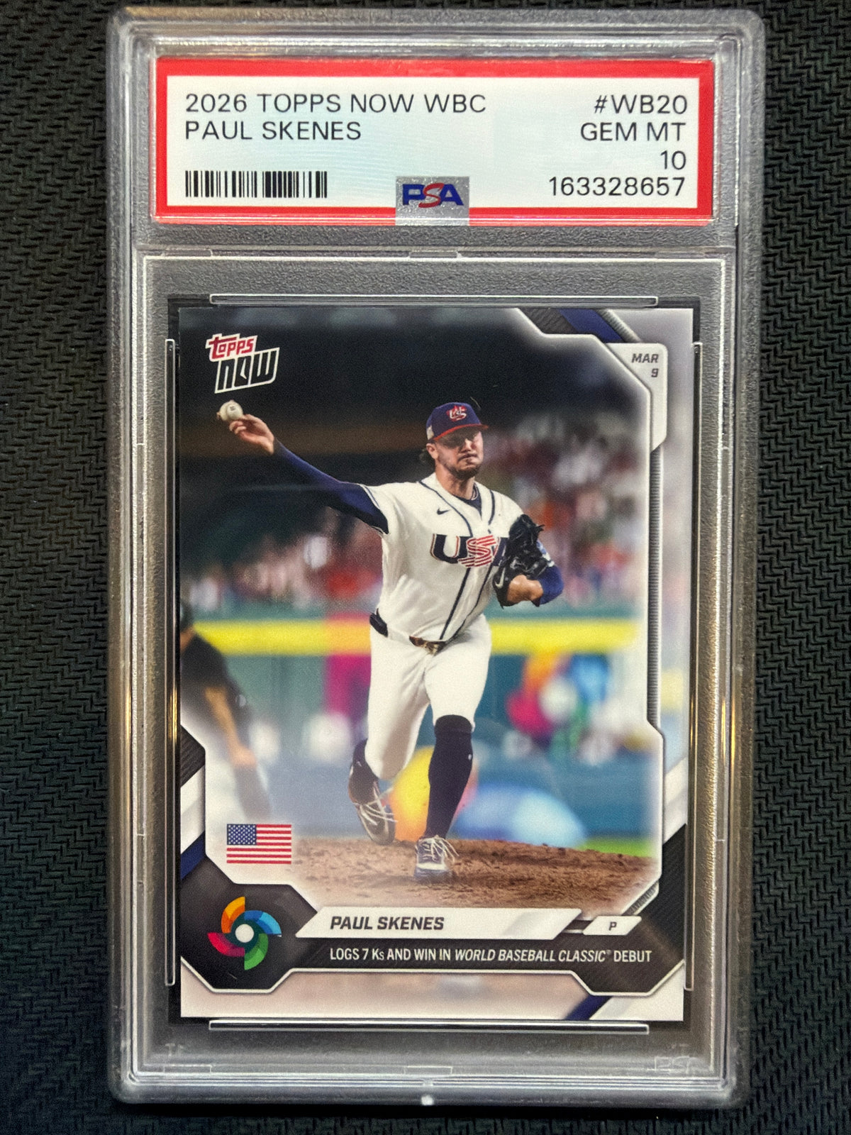 2026 Topps Now WBC Paul Skenes #WB20 PSA 10 657