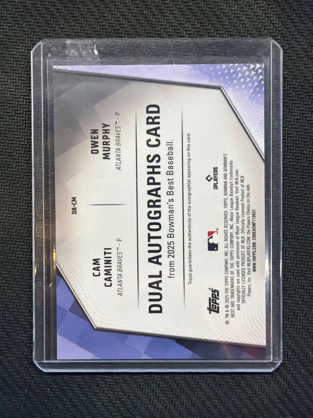 2025 Bowman's Best Cam Caminiti Owen Murphy Rooke Dual Auto /50 Braves