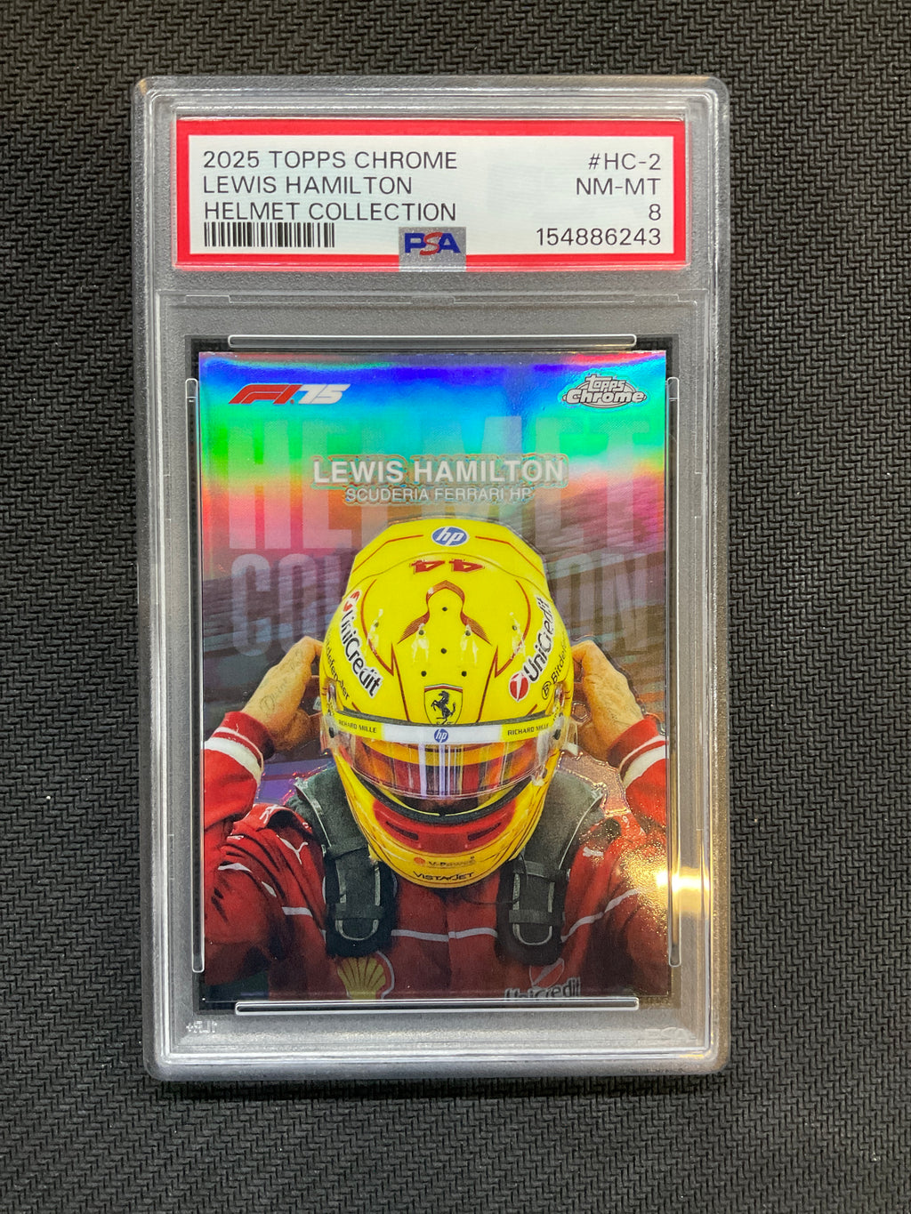 2025 Topps Chrome F1 Lewis Hamilton Helmet Collection PSA 8