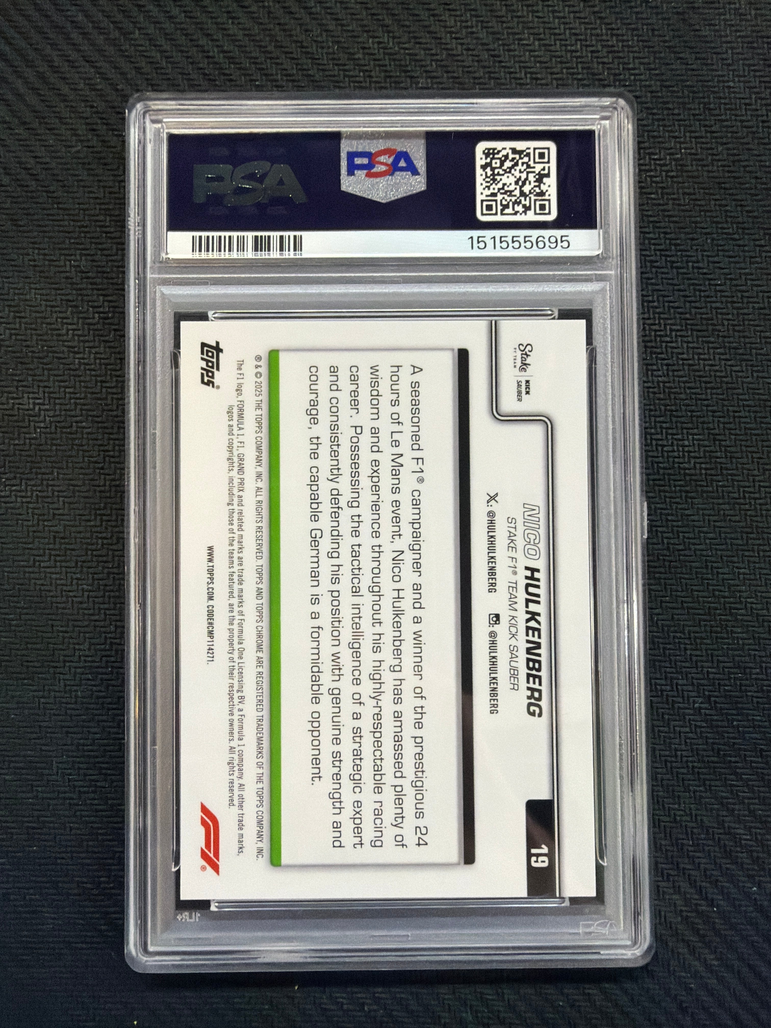 2025 Topps Chrome F1 Sapphire Nico Hulkenberg Orange /25 PSA 10 Kick 695