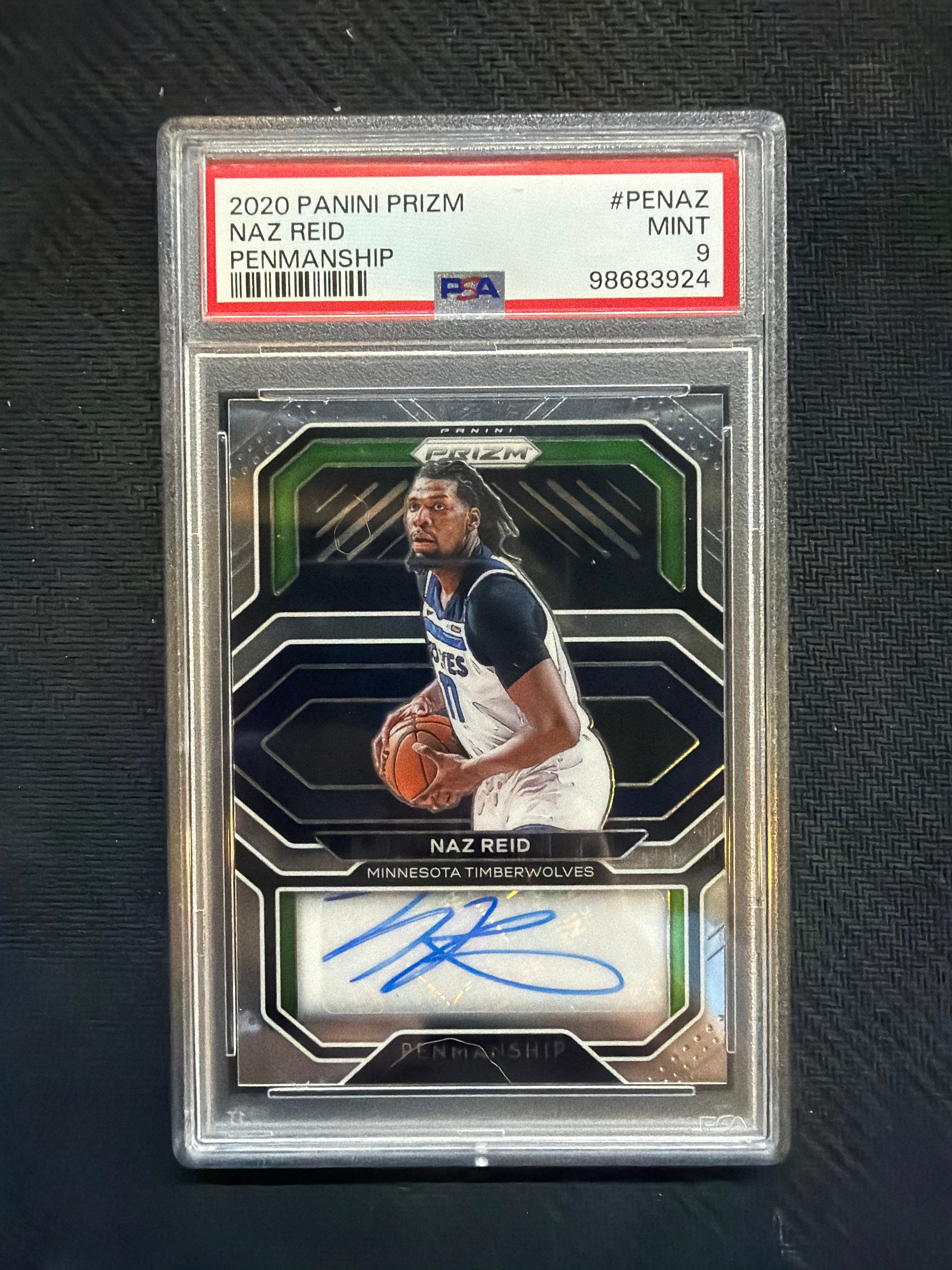 2020 Panini Prizm Naz Reid Penmanship PSA 9 Timberwolves