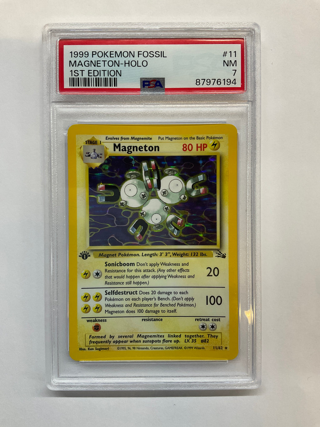 1999 Pokemon Fossil Magneton Holo 11 1st Ed PSA 7