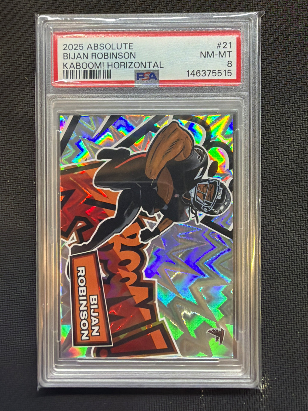 2025 Panini Absolute Bijan Robinson Kaboom! Horizontal #21 PSA 8