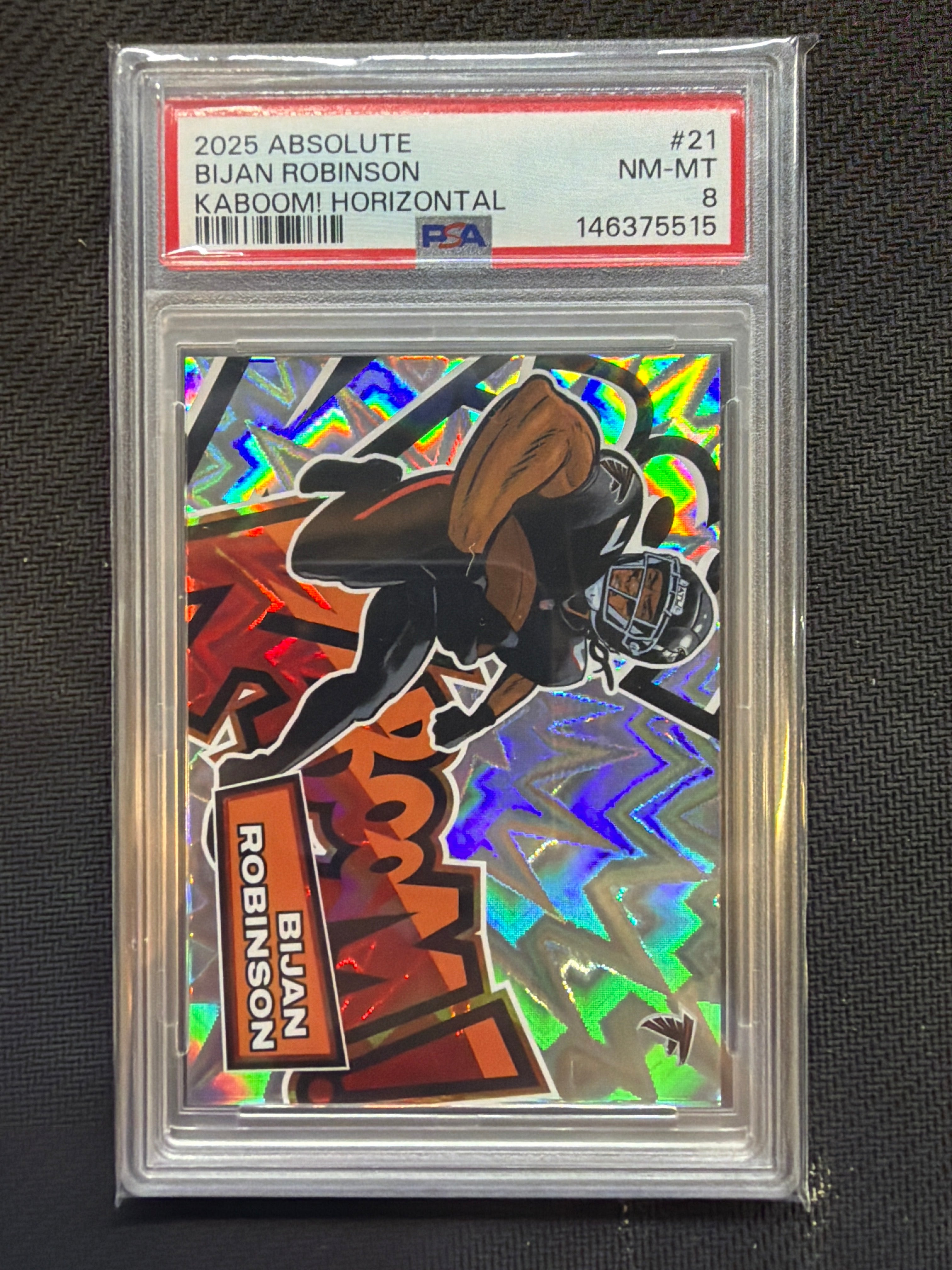 2025 Panini Absolute Bijan Robinson Kaboom! Horizontal #21 PSA 8