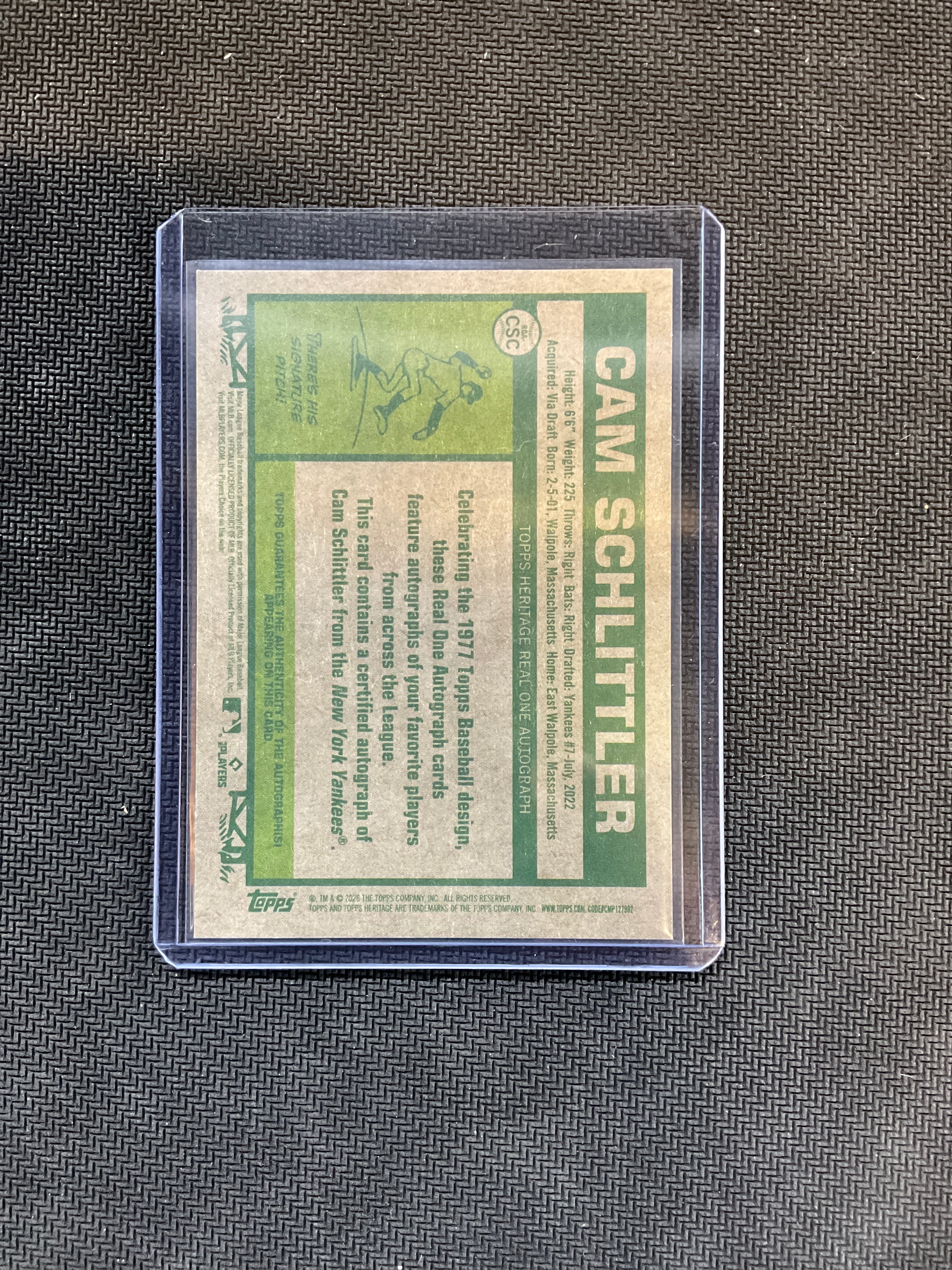 2026 Topps Heritage Cam Schlittler Real One Red Ink Rookie Auto /77 Yankees