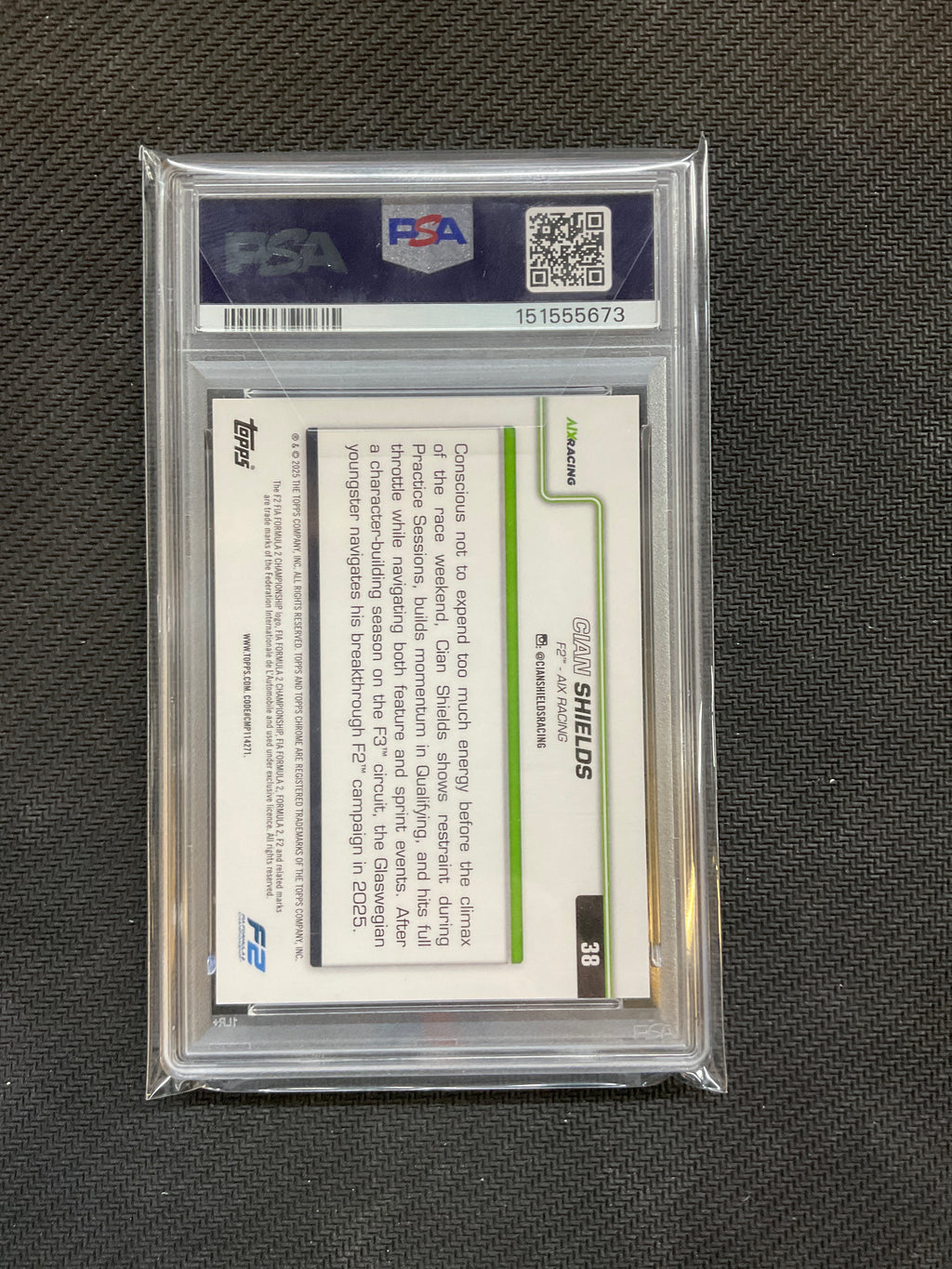 2025 Topps Chrome F1 Sapphire Cian Shields Red /5 PSA 10