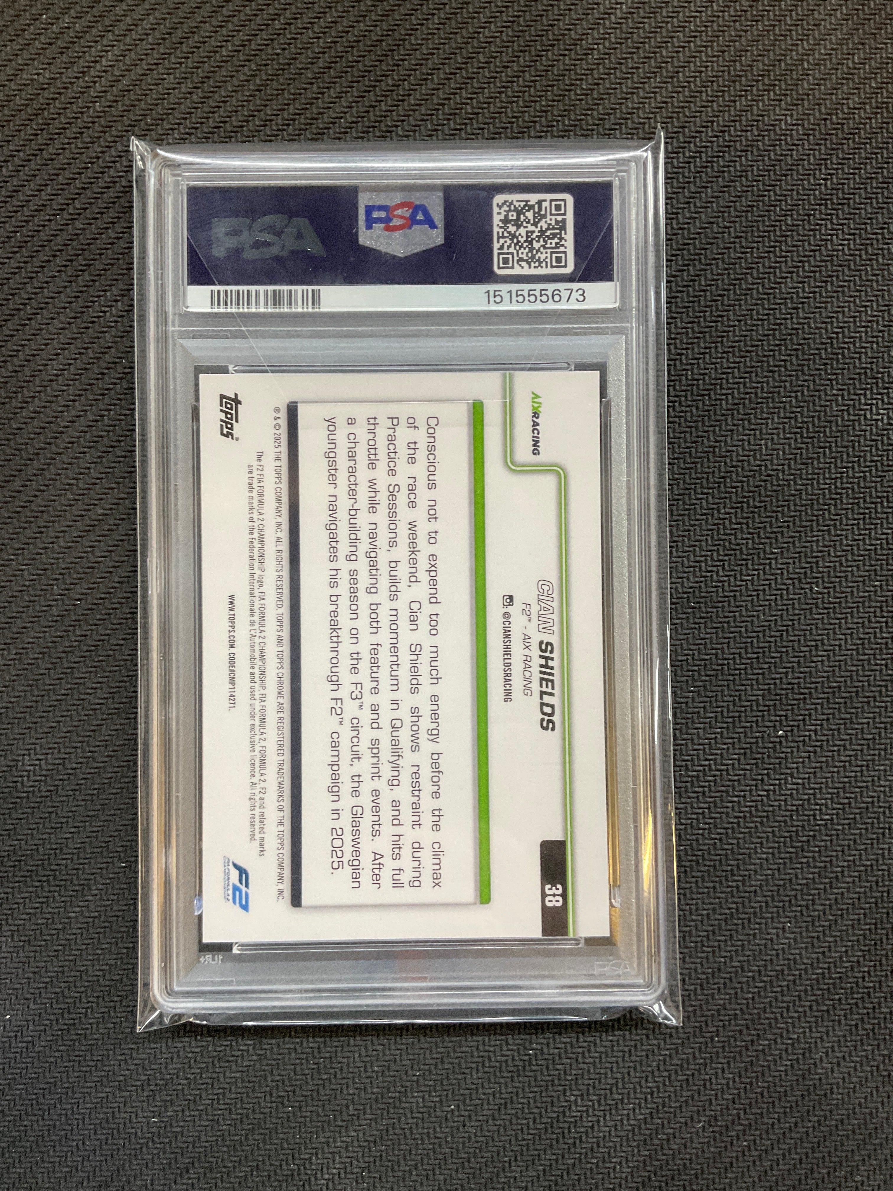 2025 Topps Chrome F1 Sapphire Cian Shields Red /5 PSA 10
