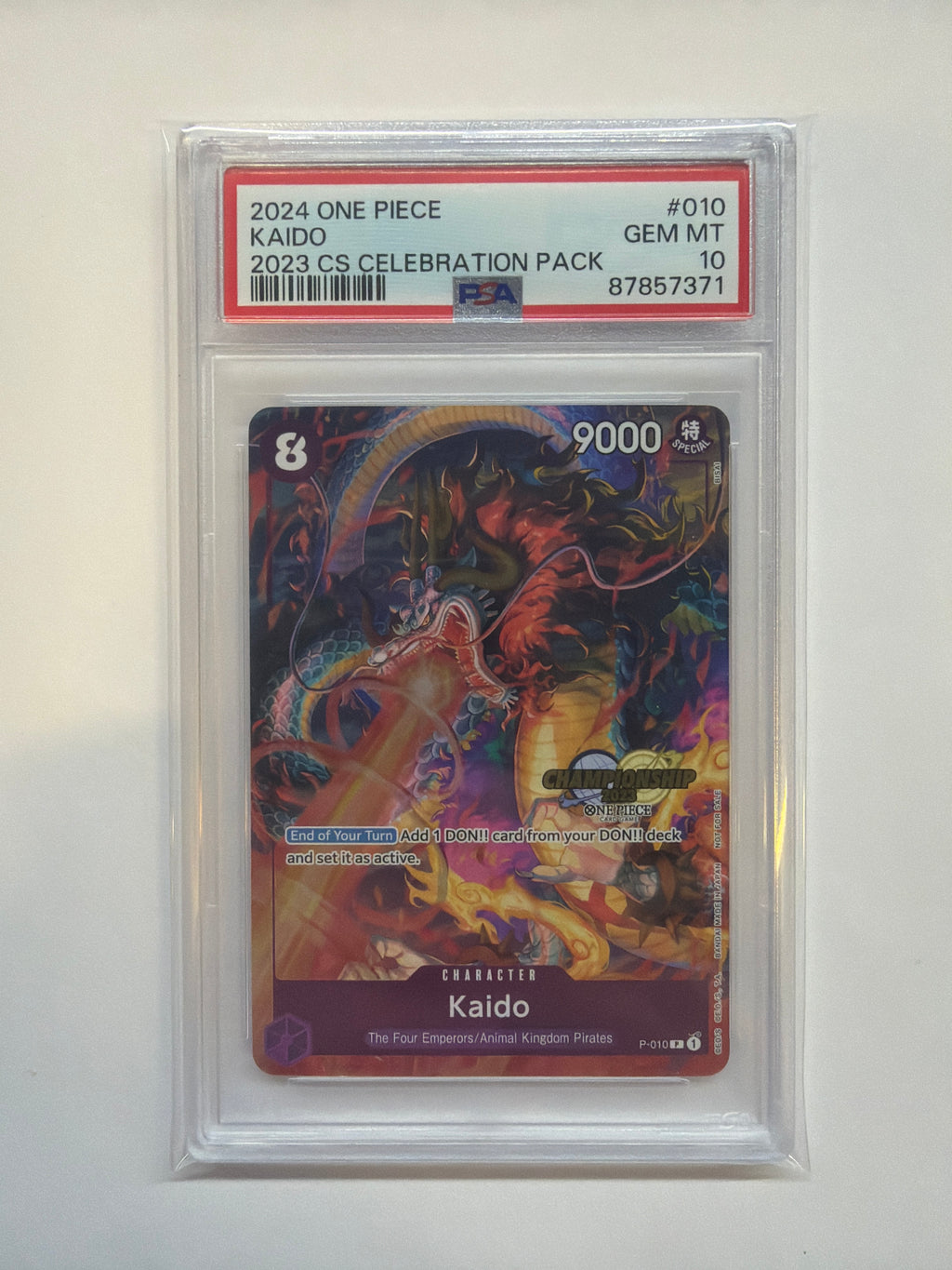 One Piece Celebration Pack Kaido Championship 2023 Promo P-010 English PSA 10 371