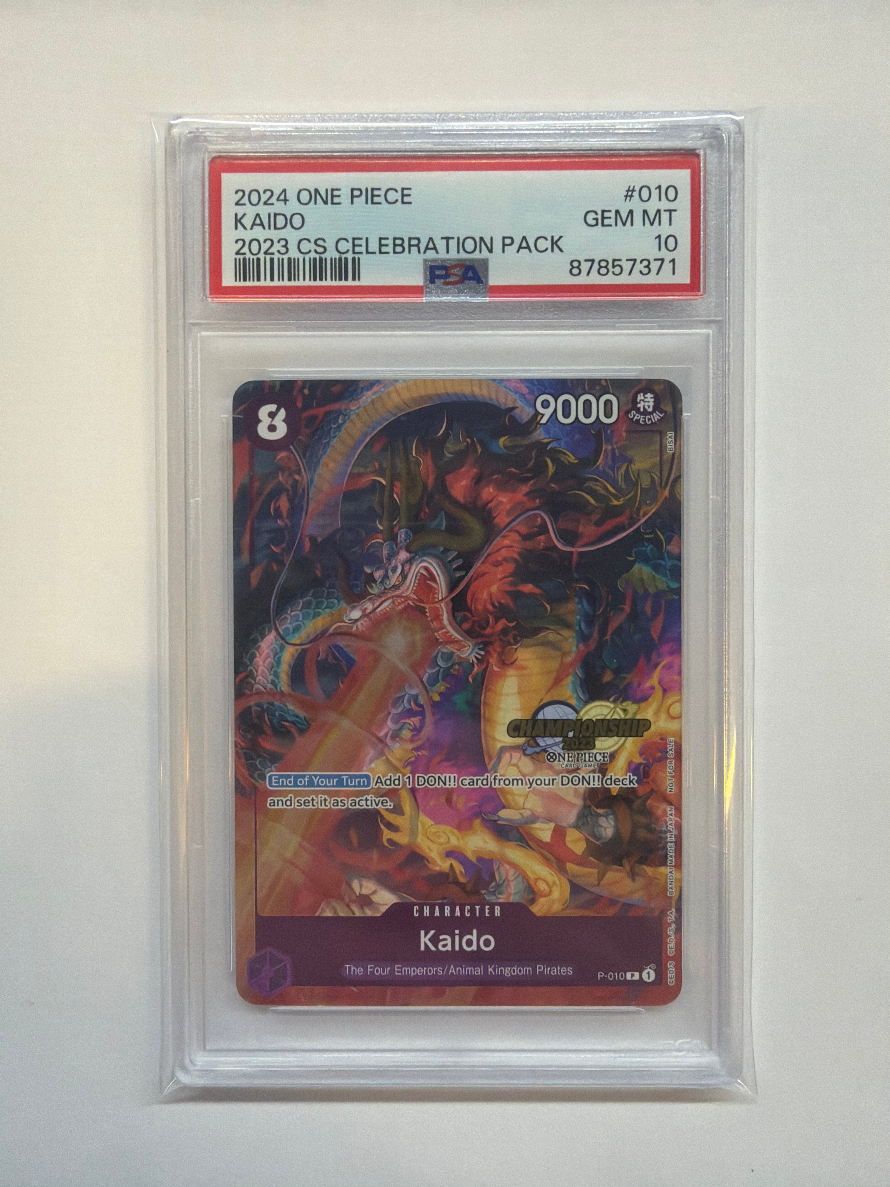One Piece Celebration Pack Kaido Championship 2023 Promo P-010 English PSA 10 371