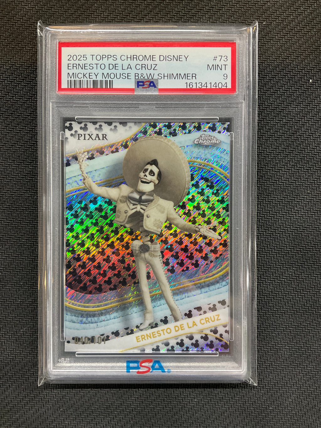 2025 Topps Chrome Disney Ernesto De La Cruz Black & White /101 PSA 9 404