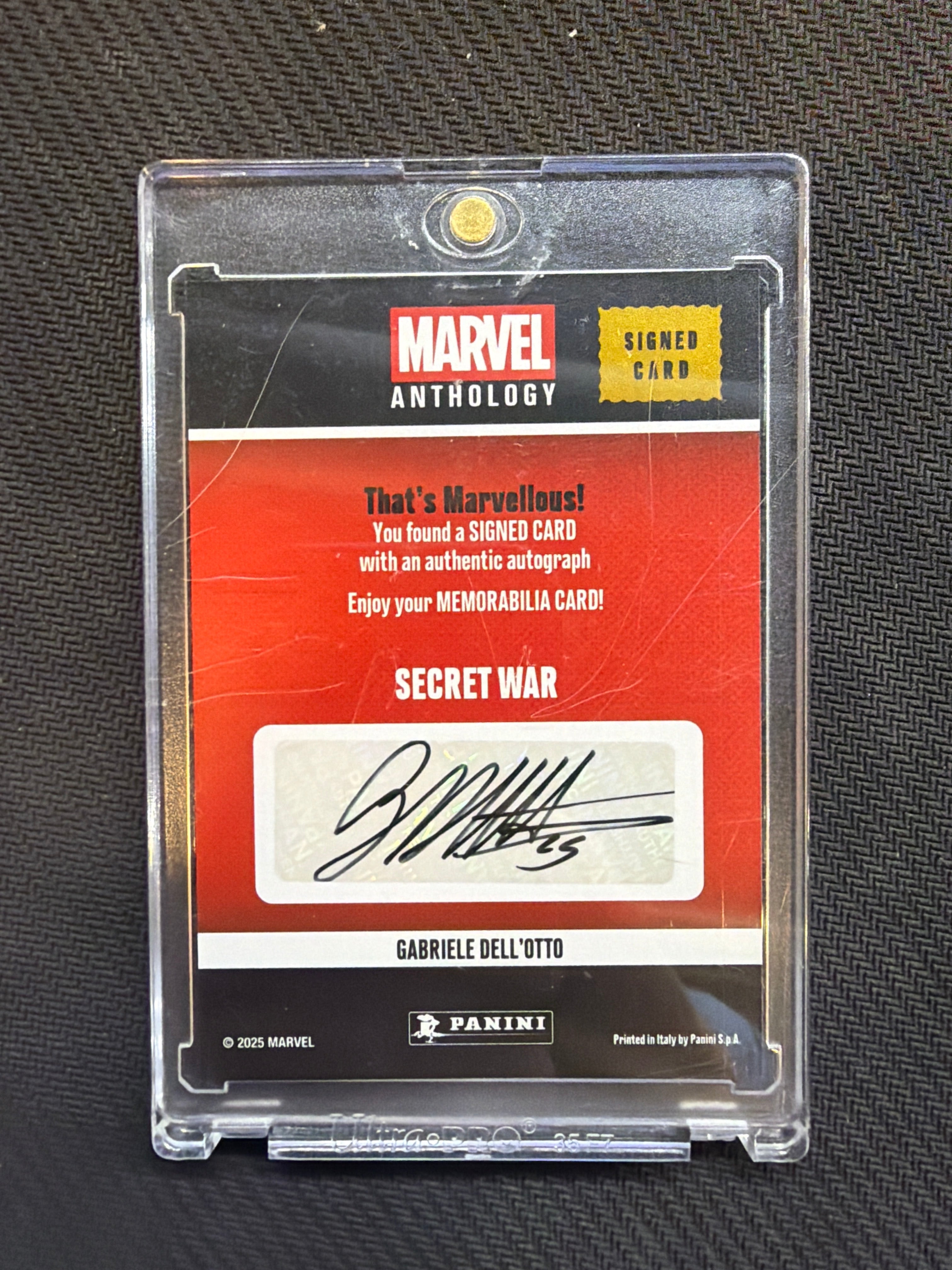 2025 Panini Marvel Anthrology Secret War Memorabilia Card Gabrielle Dell'Otto Auto