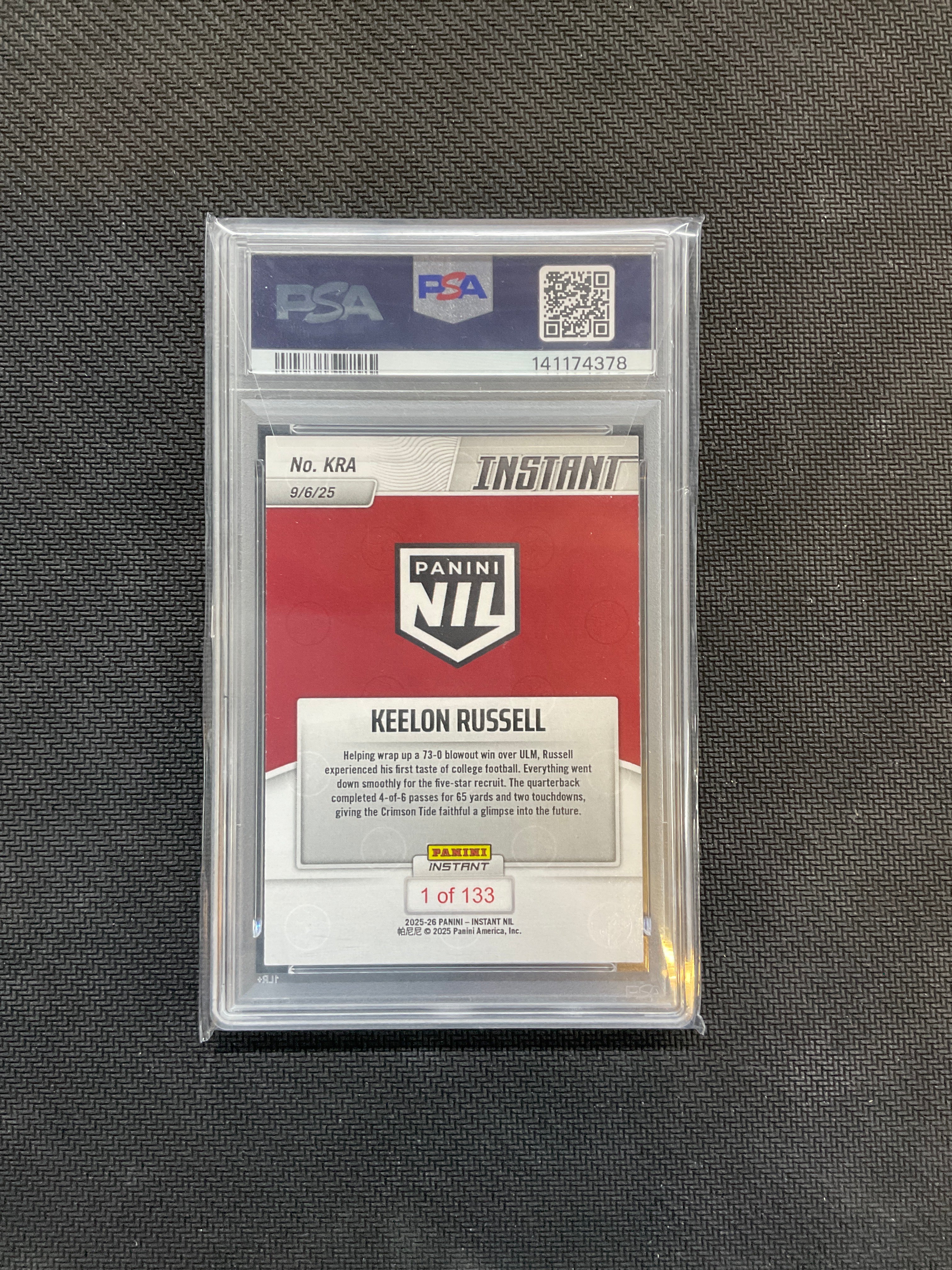 2025 Panini Instant NIL Keelon Russell Rookie PSA 10 Alabama 378