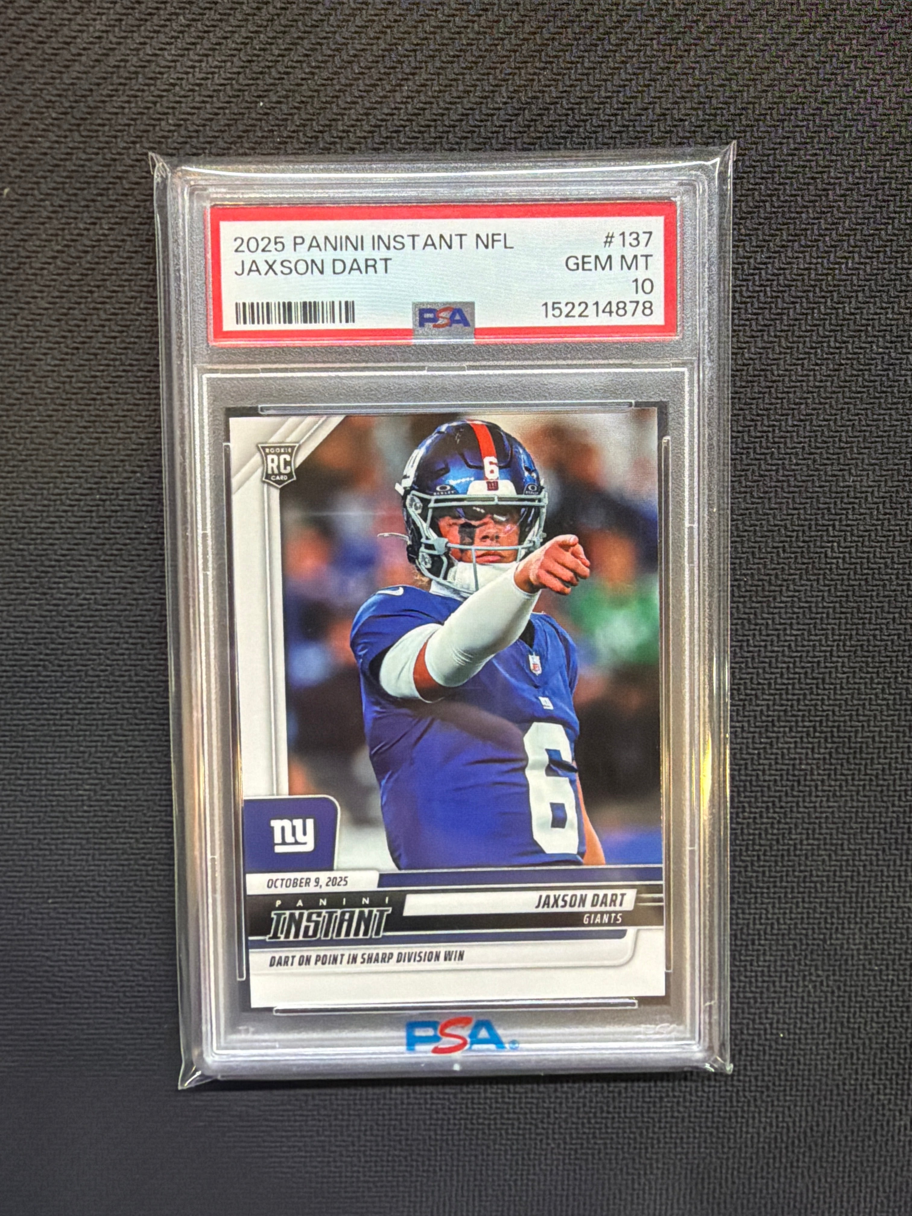 2025 Panini Instant NFL Jaxson Dart PSA 10 878