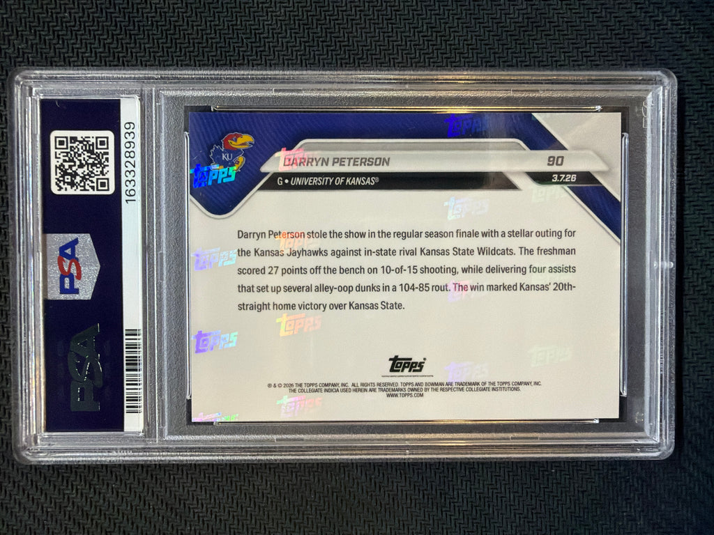 2025 Bowman U Now Darryn Peterson #90 PSA 10 Kansas