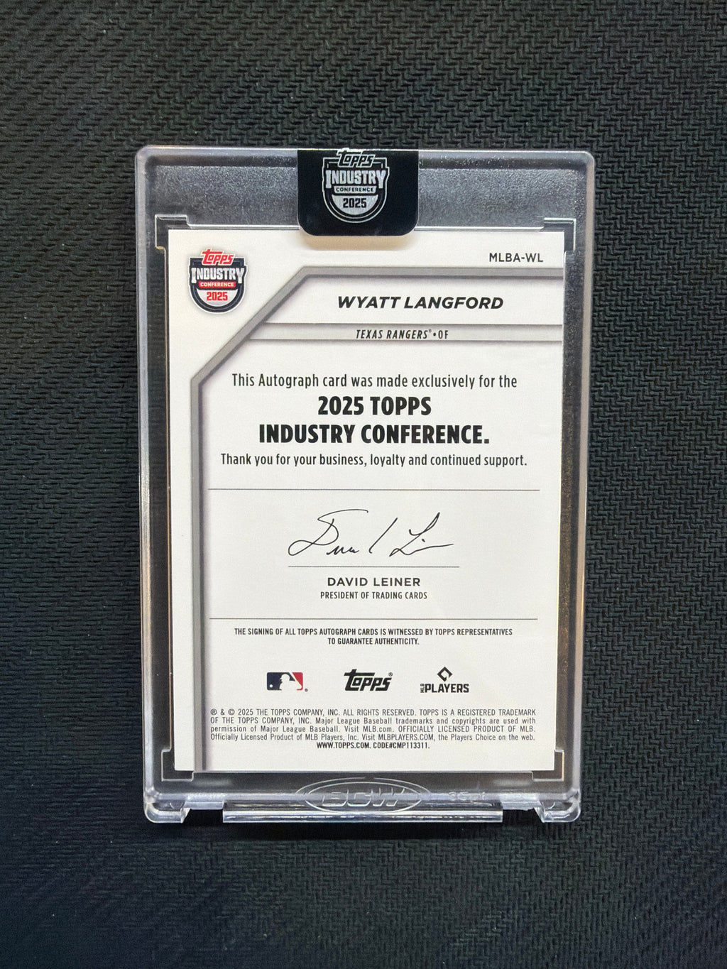 2025 Topps Industry Conference Wyatt Langford Red Auto /5 Rangers