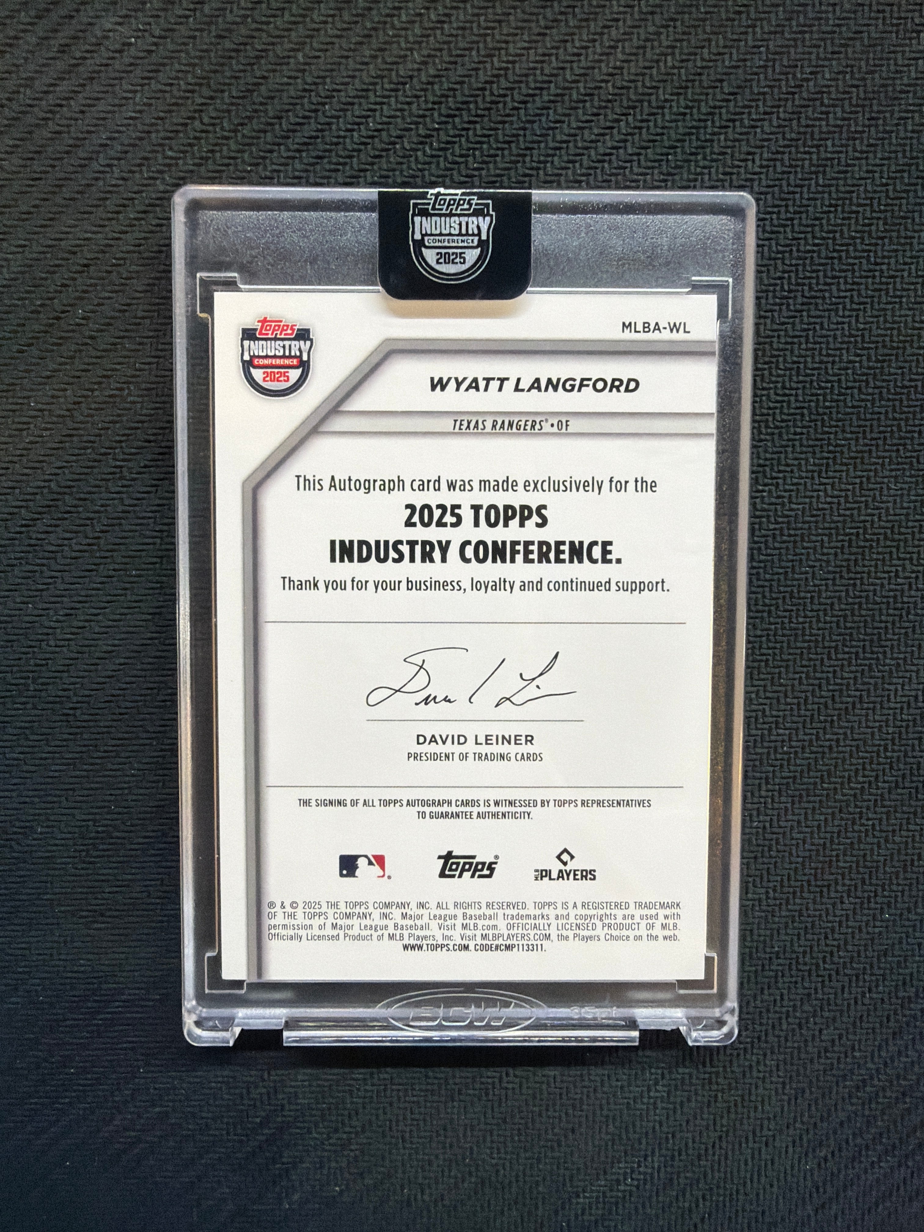 2025 Topps Industry Conference Wyatt Langford Red Auto /5 Rangers