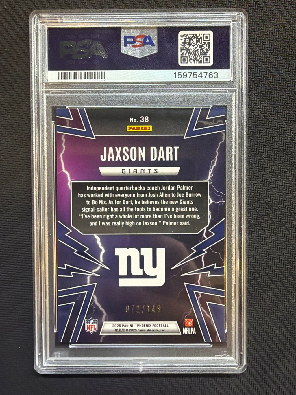 2025 Phoenix Jaxson Dart Thunderbirds /149 Silver Lazer PSA 10 763