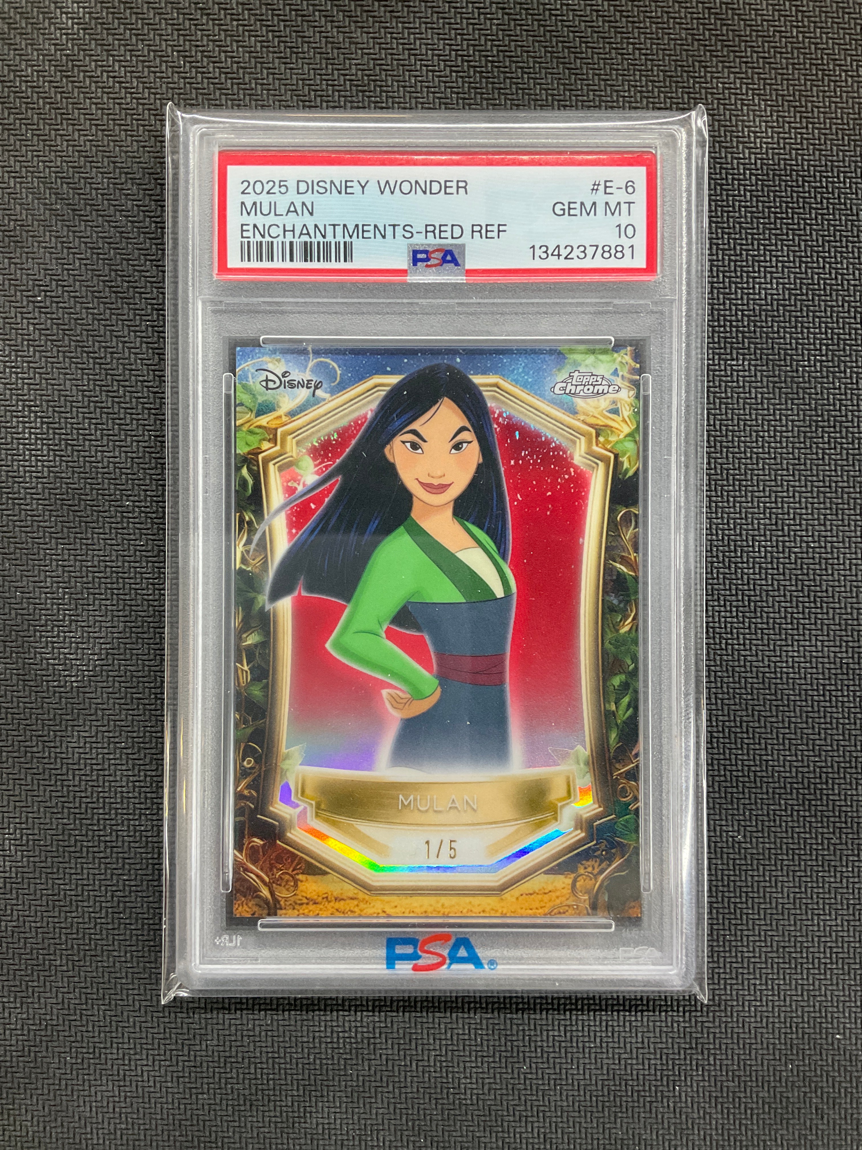 2025 Topps Chrome Disney Wonder Mulan Enchantments Red Refractor /5 #E-6 PSA 10