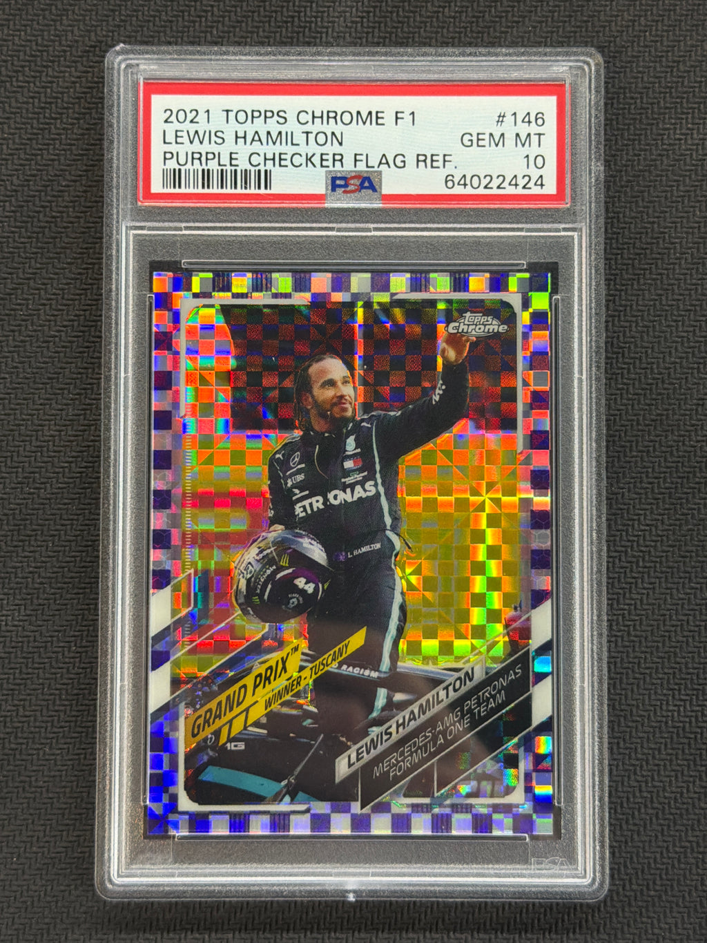 2021 Topps Chrome F1 #146 Lewis Hamilton Purple Checker Flag /199 PSA 10 424