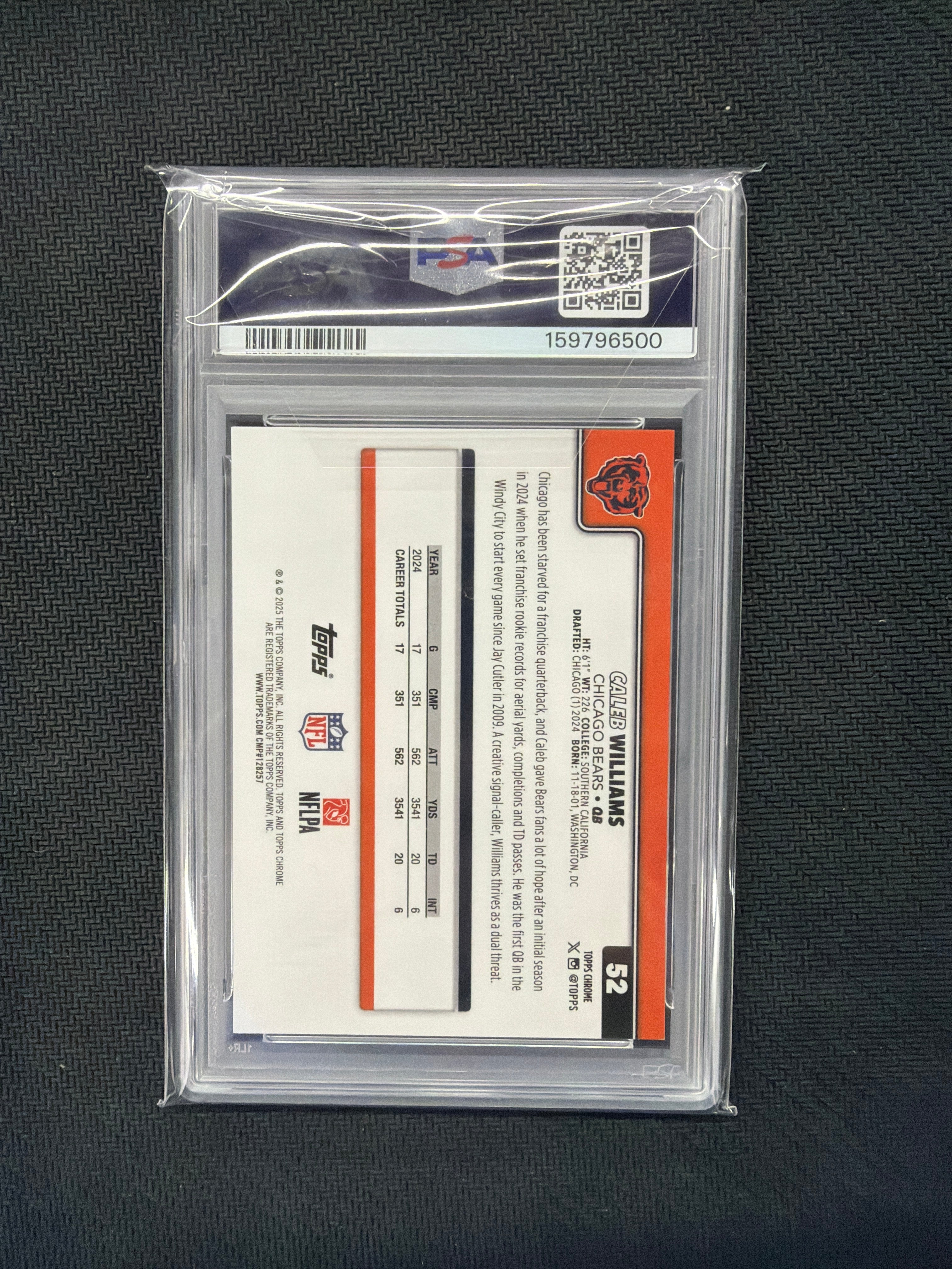 2025 Topps Chrome Caleb Williams Molten Mercury /6 PSA 10