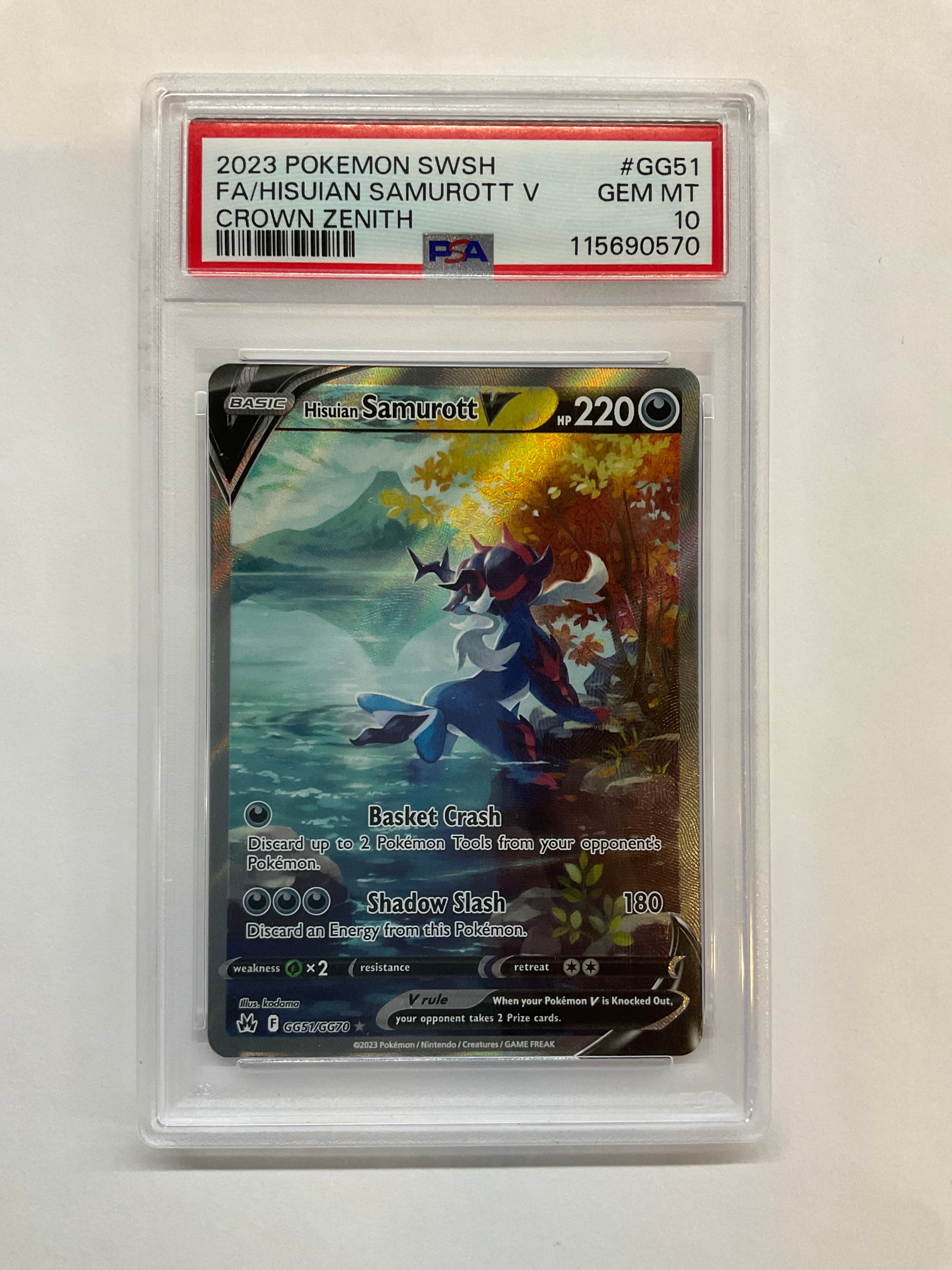 2023 Pokemon SWSH Hisuian Samurott V GG51 PSA 10 Crown Zenith