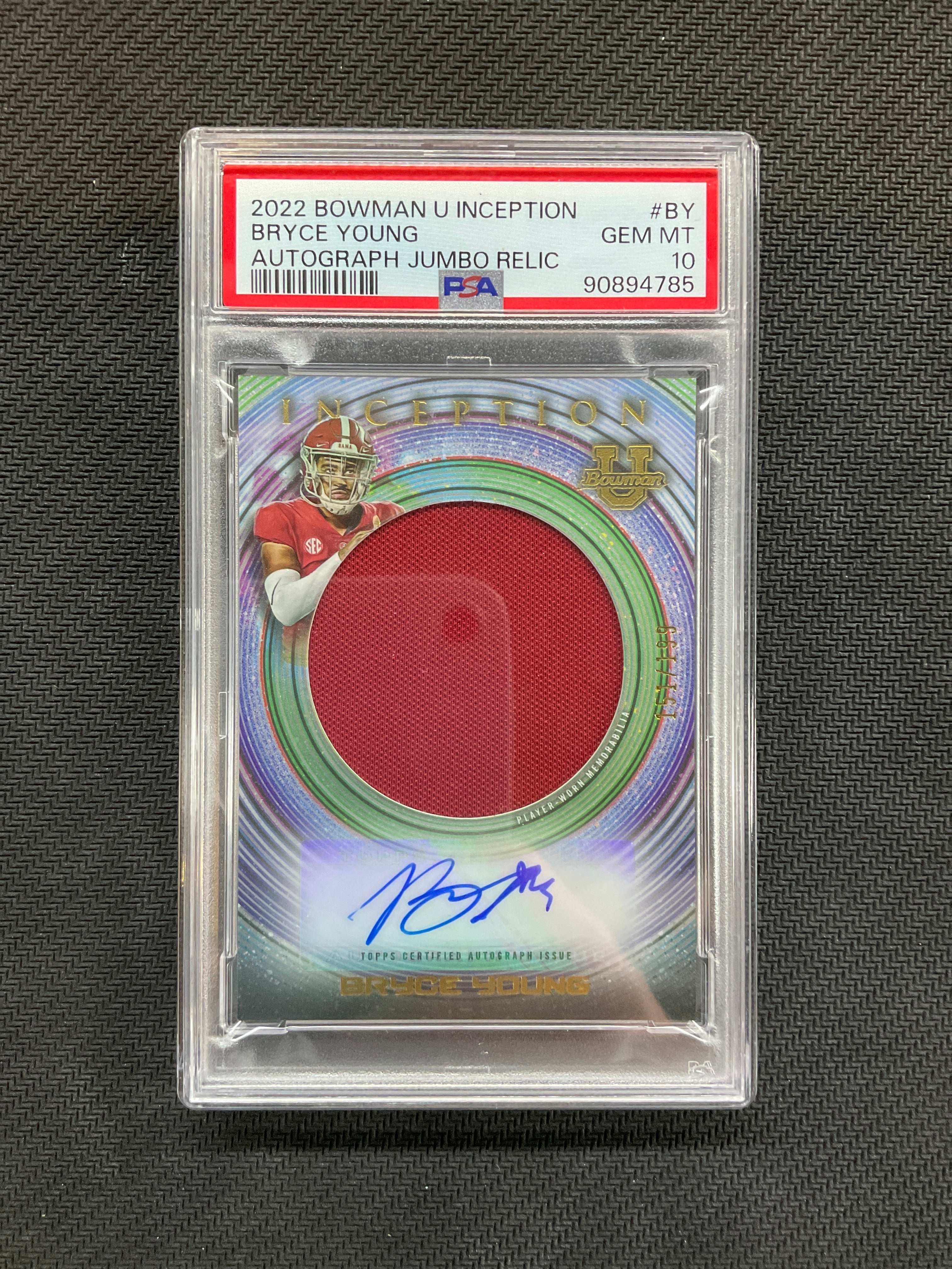 2022 Bowman U Inception Bryce Young Patch Auto /199 PSA 10 Alabama 785