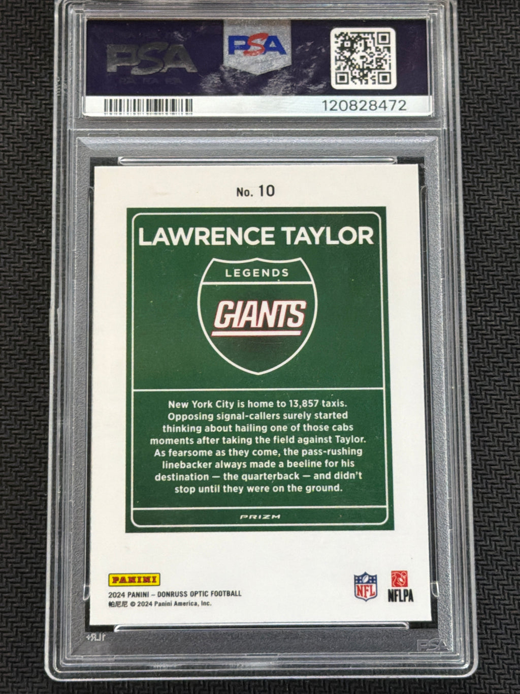 2024 Donruss Optic Lawrence Taylor Downtown! Legends #10 PSA 472