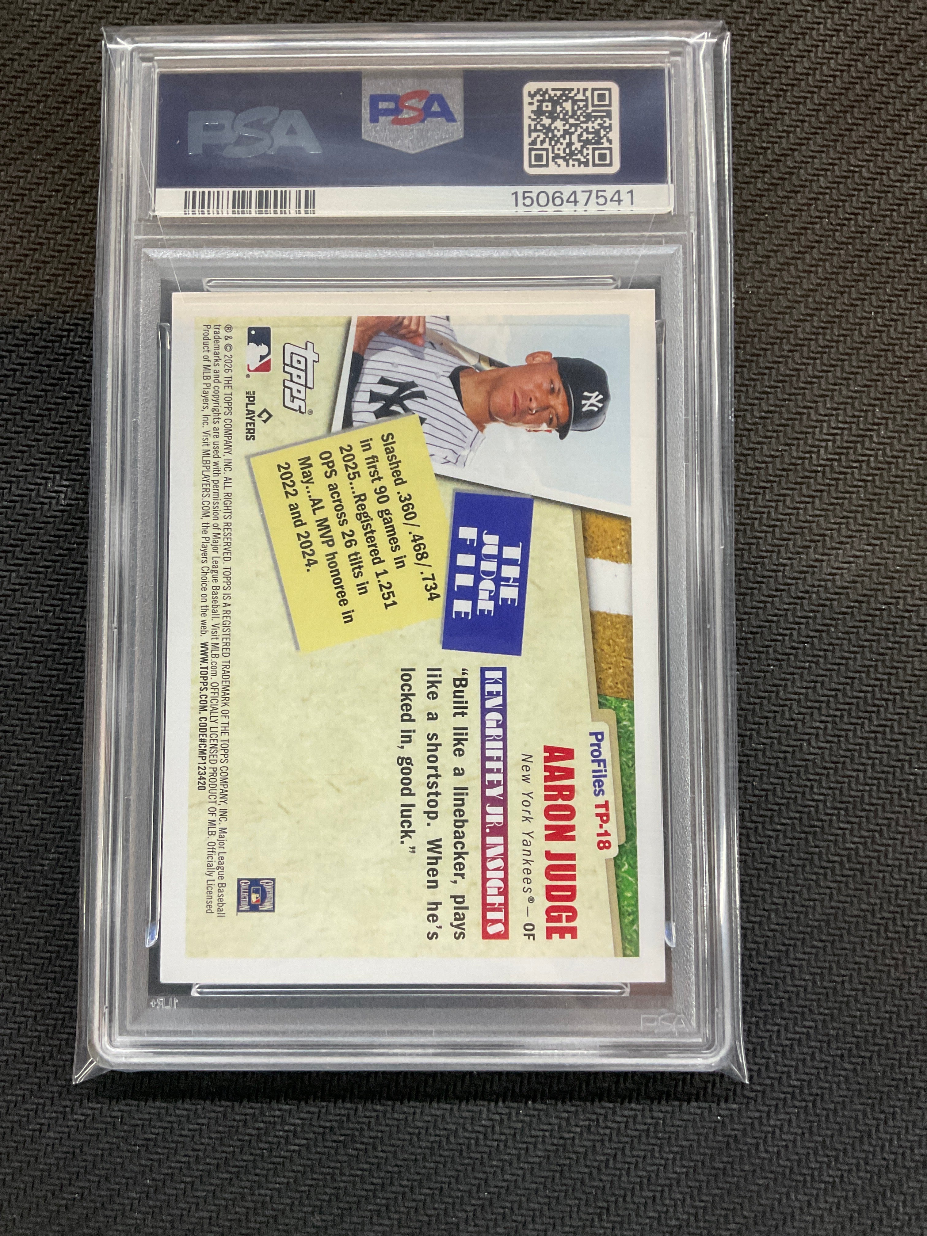 2026 Topps Aaron Judge Profiles PSA 10 Yankees