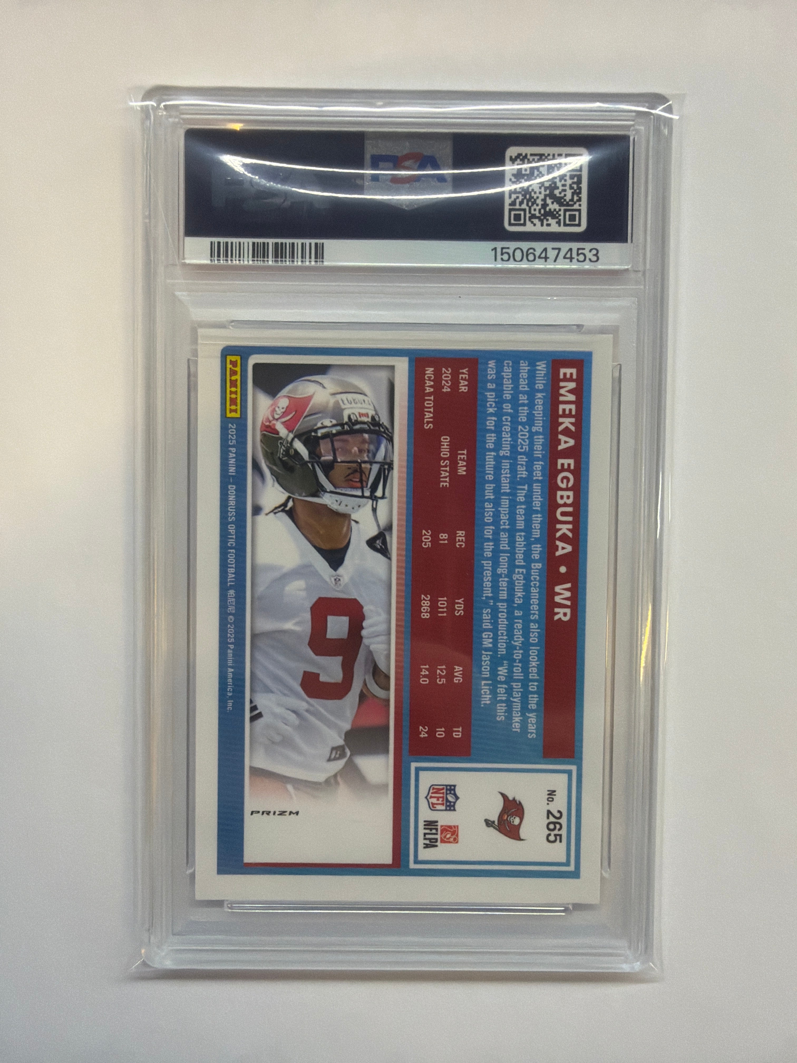 2025 Donruss Optic Emeka Egbuka Rookie Holo PSA 10