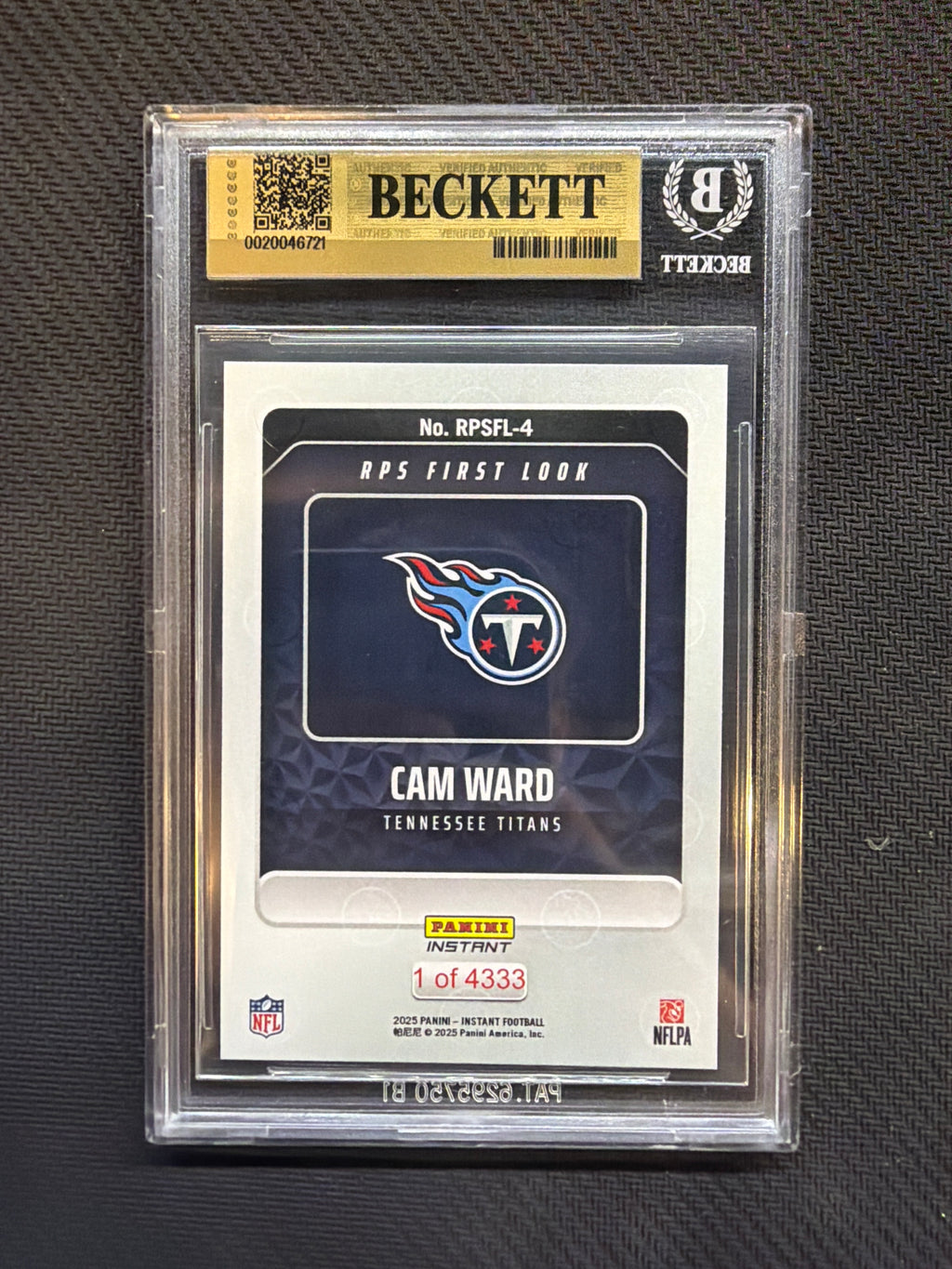 2025 Panini Instant Cam Ward Rookie BGS 9.5 Titans 721