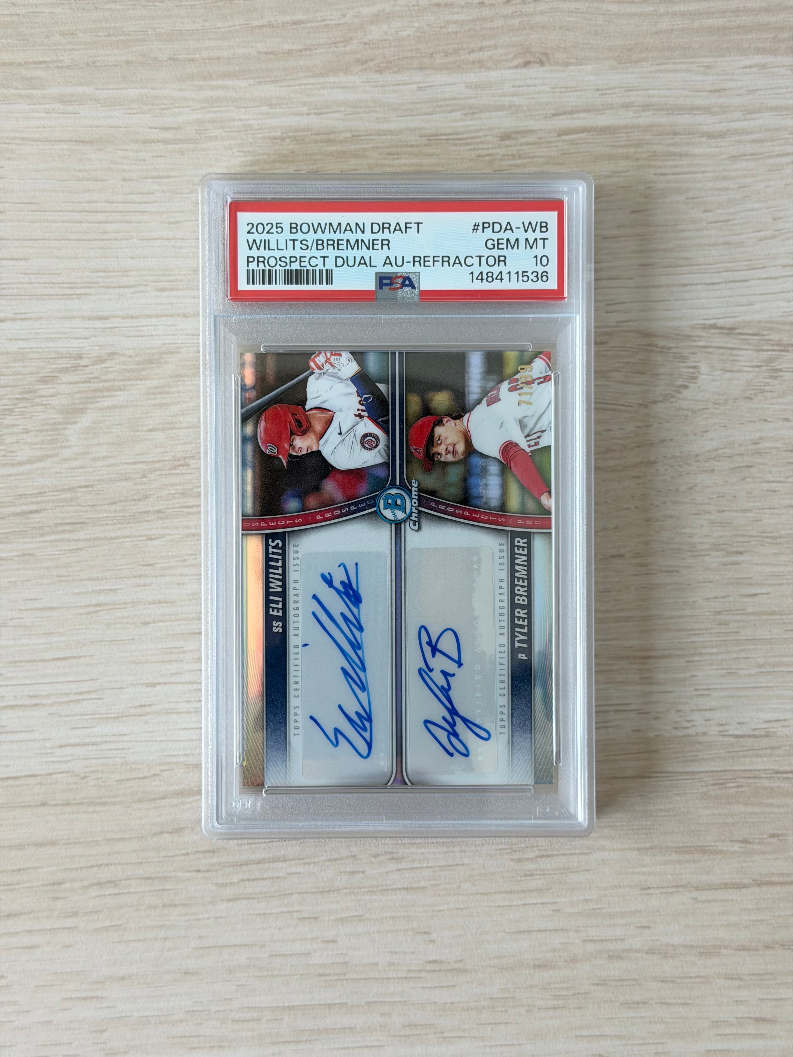 2025 Bowman Draft Eli Willits Tyler Bremner Auto /99 PSA 10
