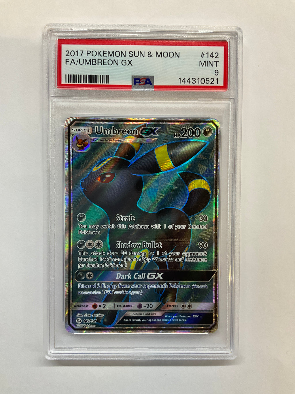2017 Pokemon Sun & Moon Umbreon GX 142 PSA 9