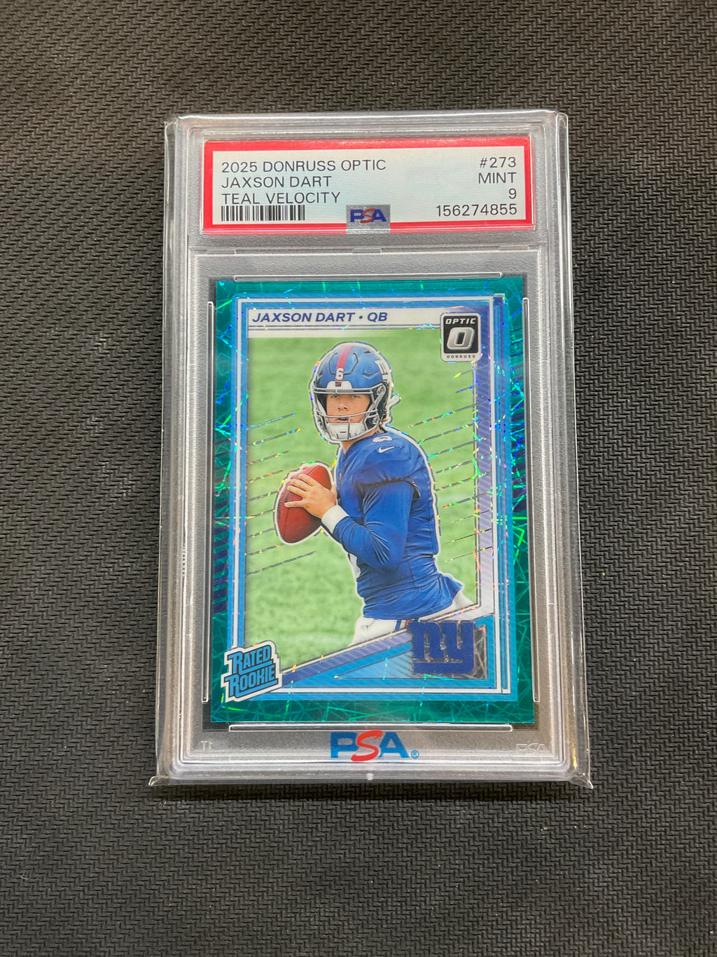 2025 Optic Jaxson Dart Teal Velocity #273 PSA 9 Giants