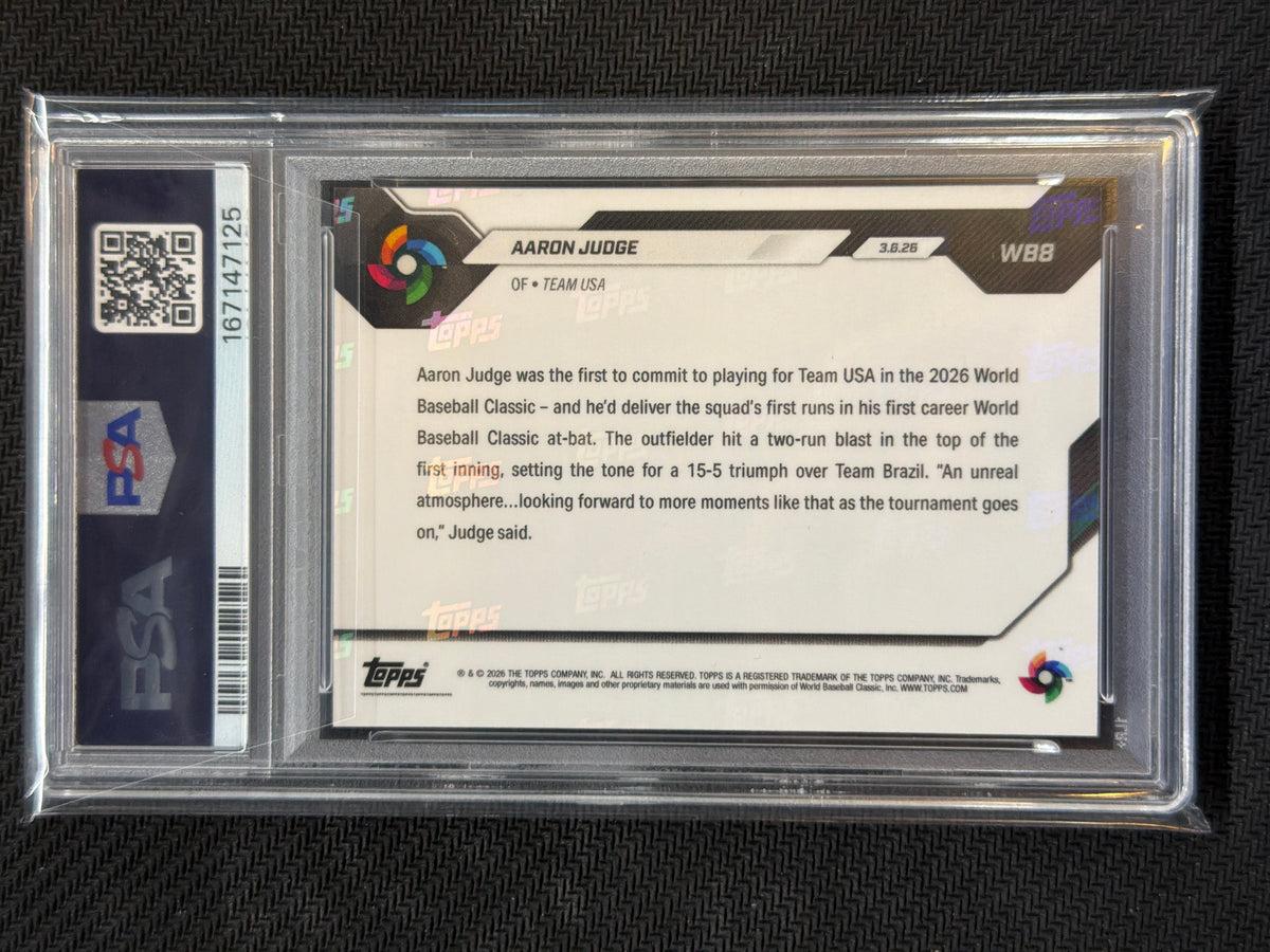 2026 Topps Now WBC Aaron Judge #WB8 Slugs 1st HR PSA 10 125