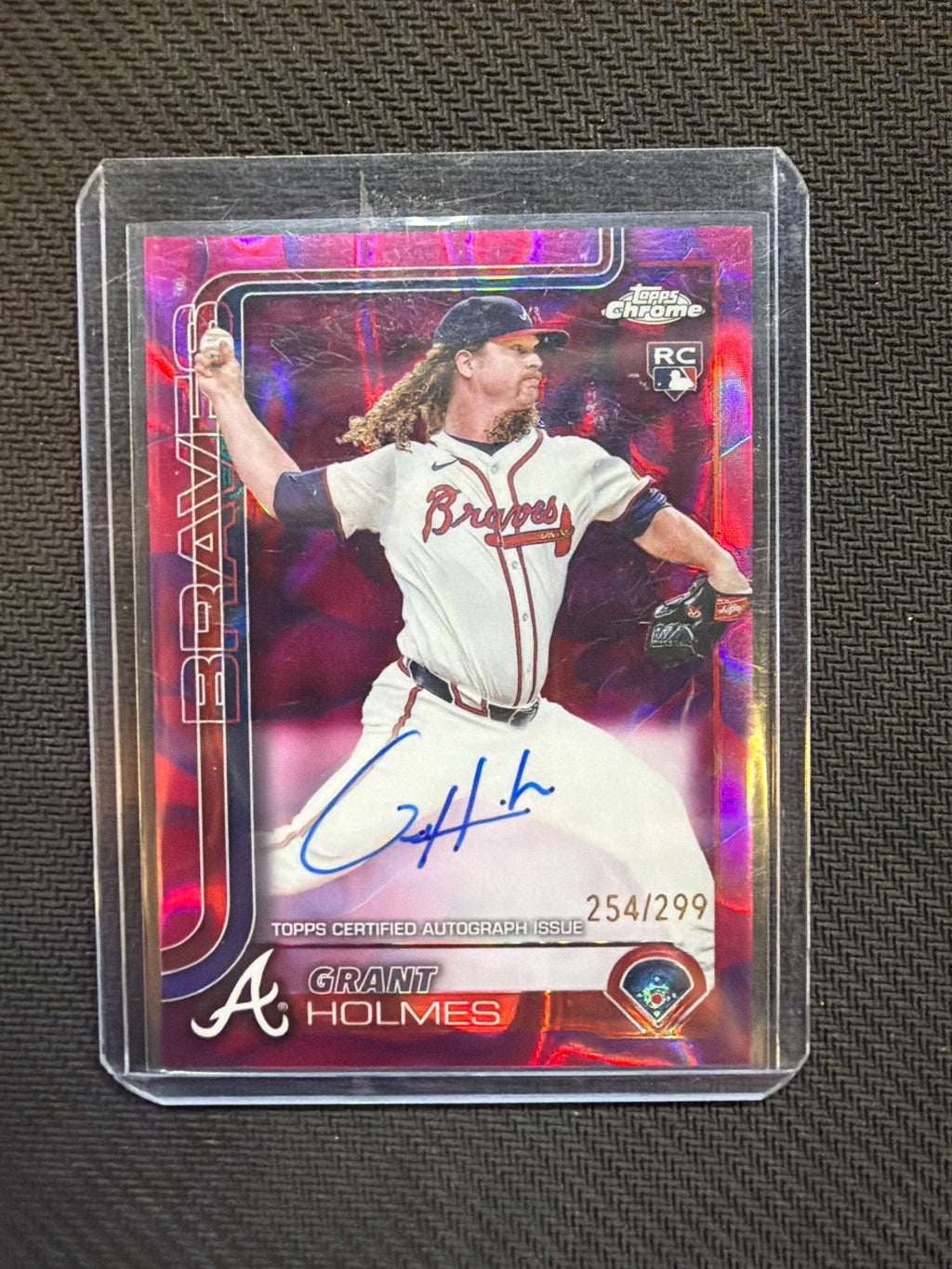 2025 Topps Chrome Grant Holmes Auto Magenta Lava Rookie Auto /299 Braves