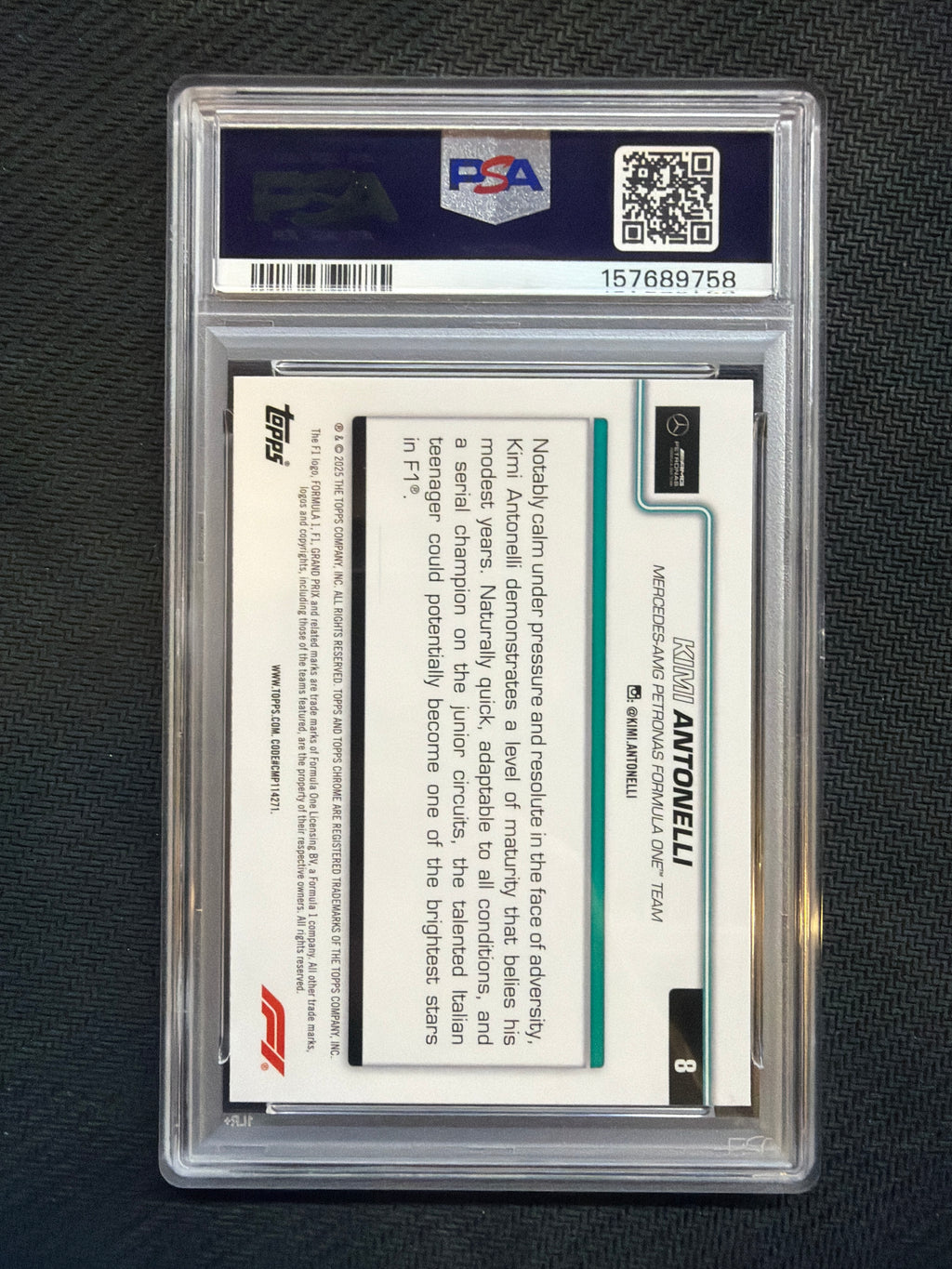 2025 Topps Chrome F1 Kimi Antonelli Rookie #8 PSA 10 758