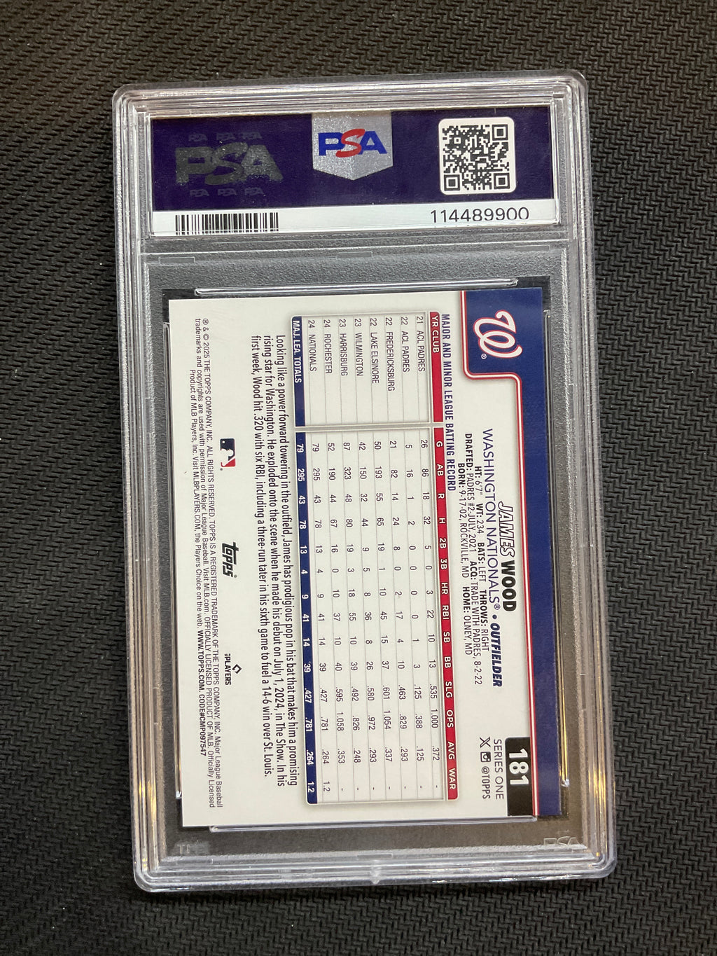 2025 Topps Chrome James Wood Diamante Foil Rookie PSA 10 Nationals