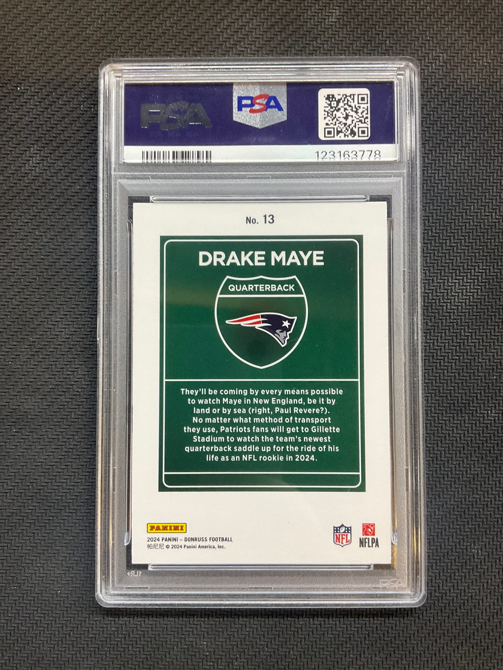 2024 Donruss Drake Maye Downtown! Rookie PSA 10 Patriots