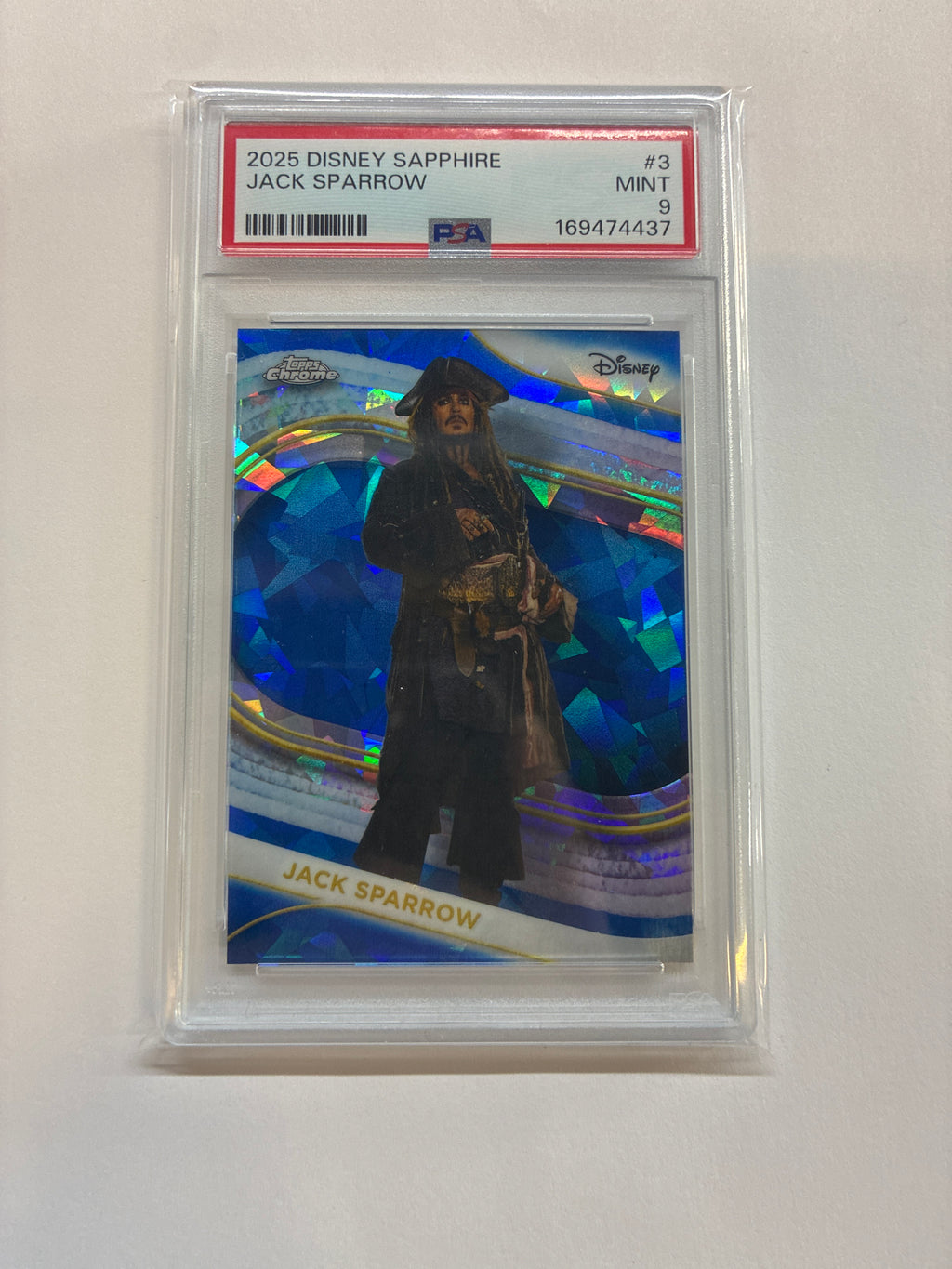 2025 Topps Chrome Disney Sapphire Jack Sparrow PSA 9