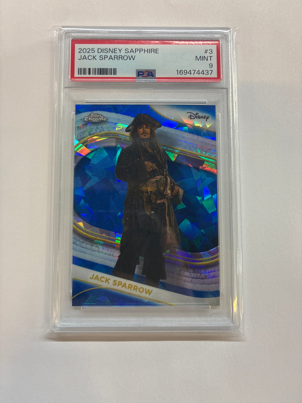 2025 Topps Chrome Disney Sapphire Jack Sparrow PSA 9