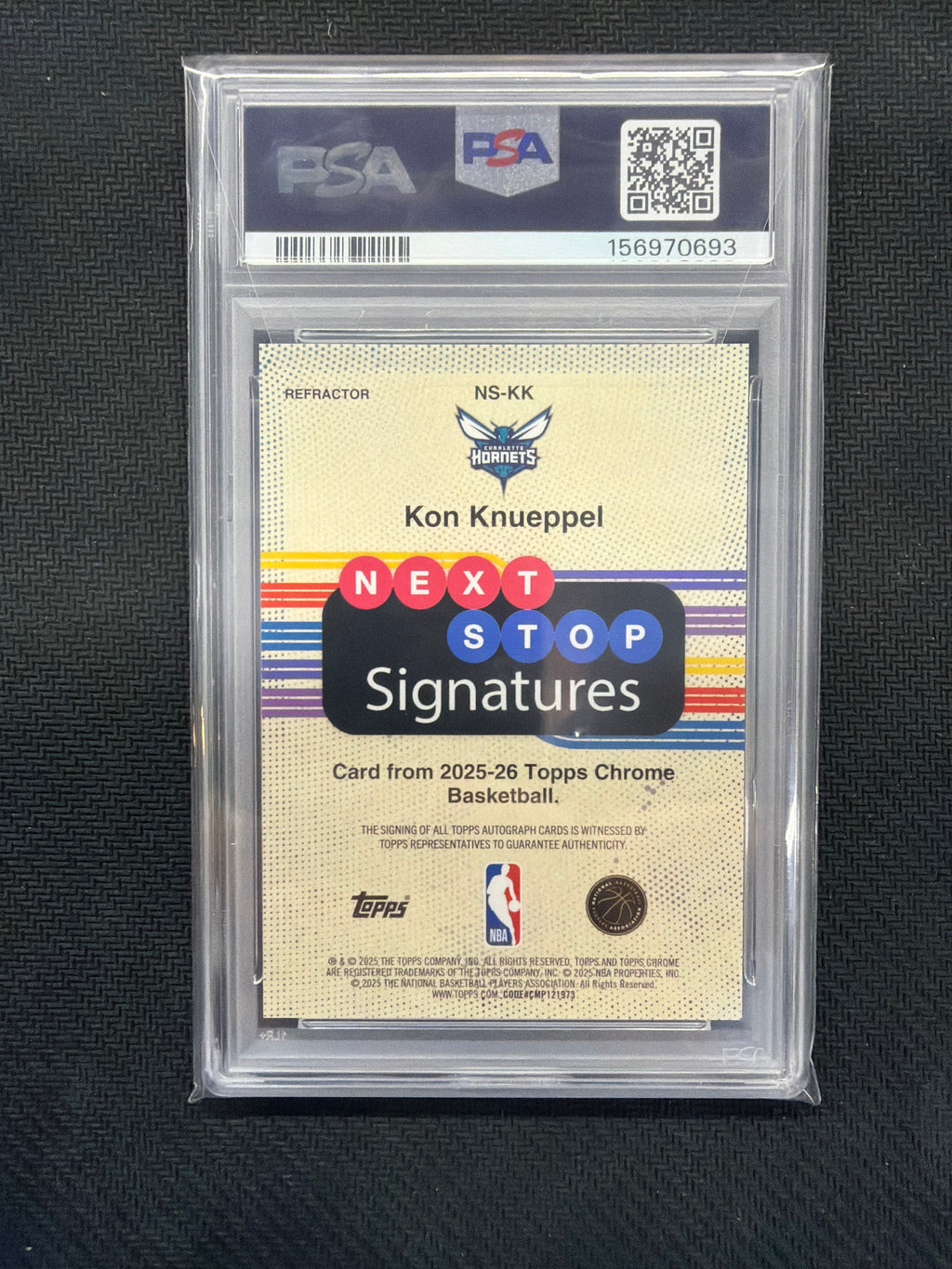 2025/26 Topps Chrome Kon Knueppel Next Stop Auto Refractor PSA 10 Rookie