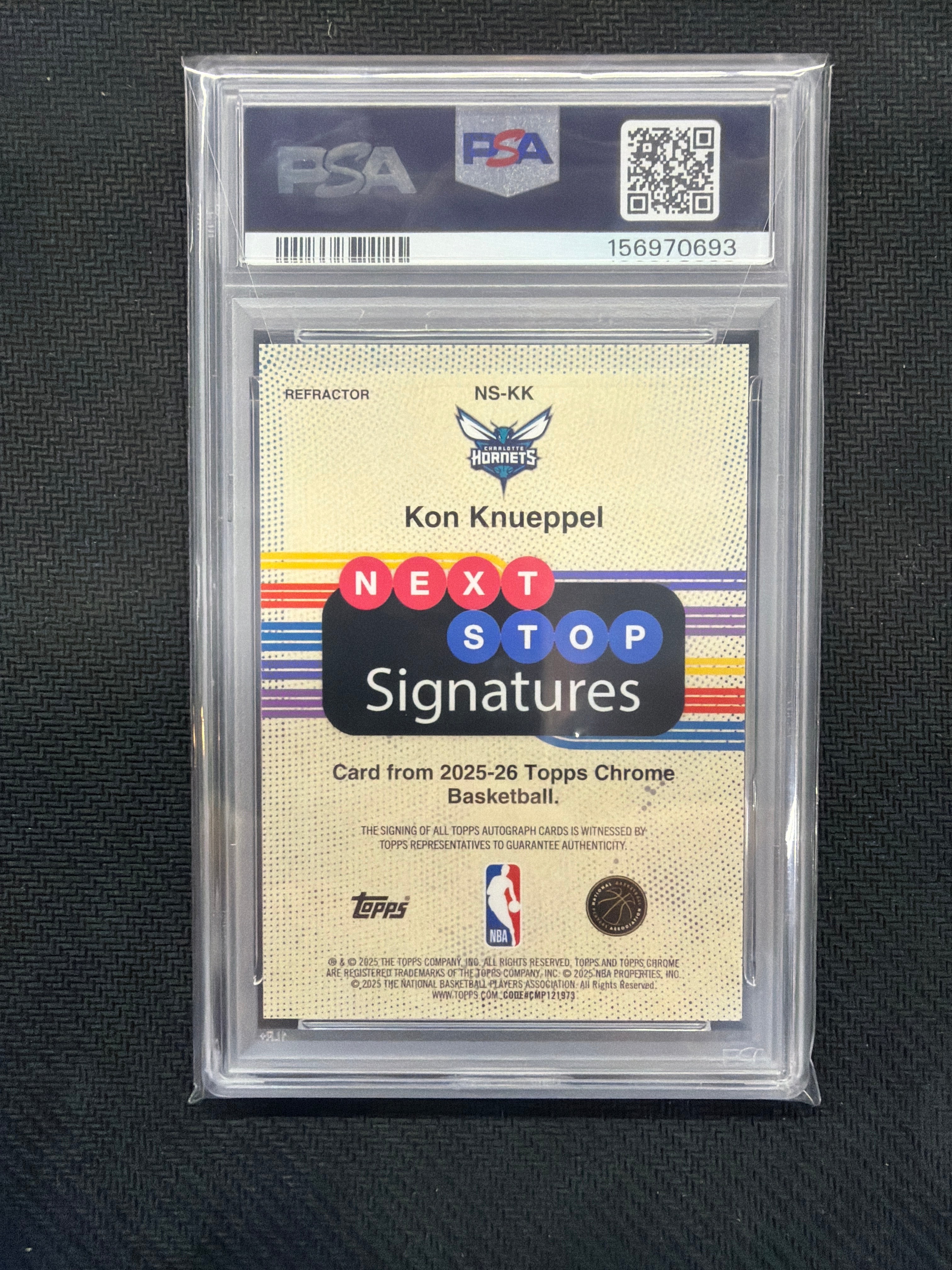 2025/26 Topps Chrome Kon Knueppel Next Stop Auto Refractor PSA 10 Rookie