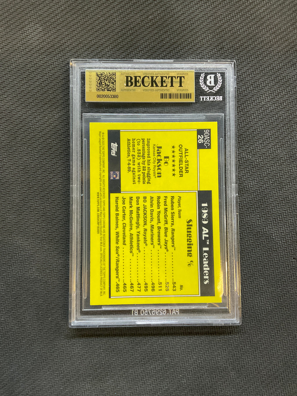 2025 Topps '90 Bo Jackson Silver Pack Aqa /199 BGS 9.5 Royals